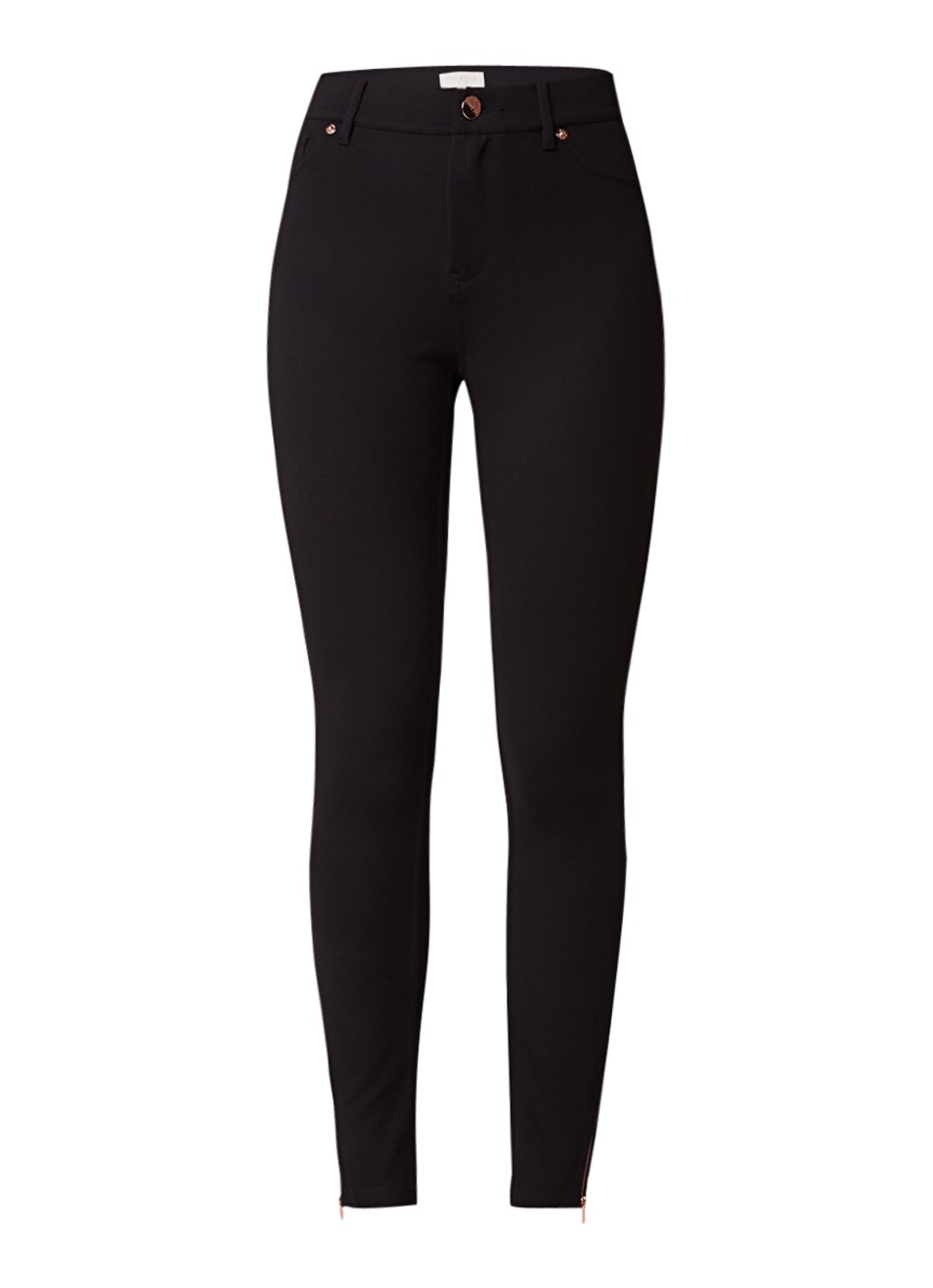 Ted Baker Fioni skinny jegging met ritsdetails - voorkant 2 diepzwart