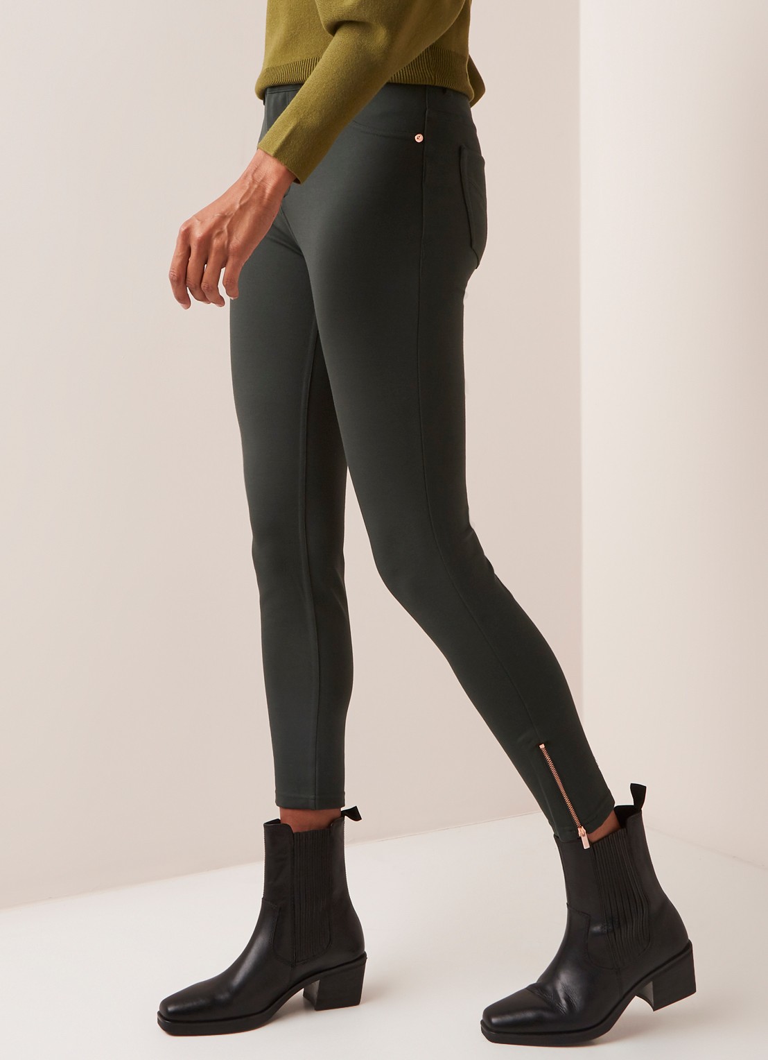 Ted Baker Fioni skinny jegging met ritsdetails - detail 4 groen
