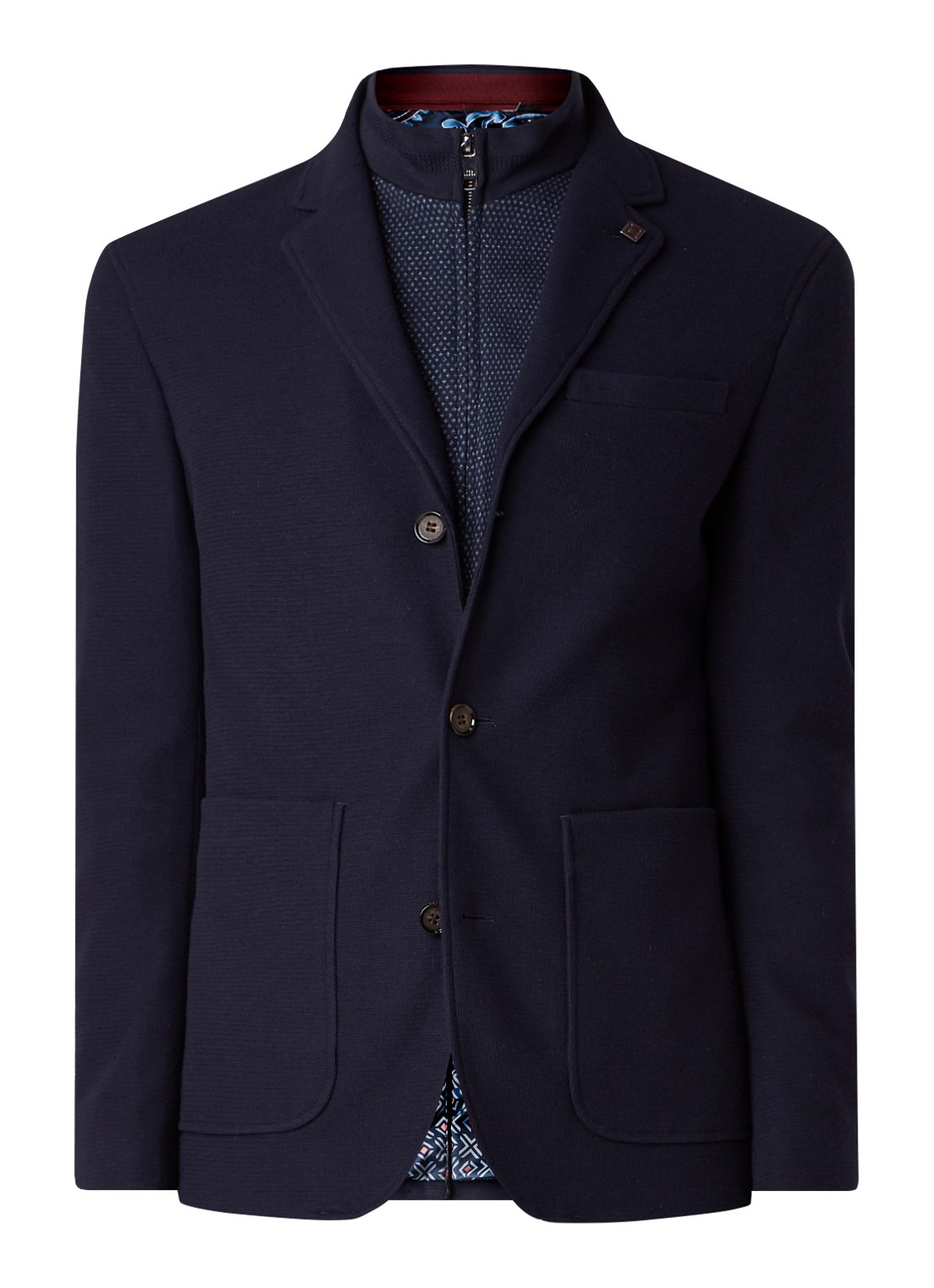 Ted Baker Fletwud regular fit colbert met uitritsbare vest-inzet - voorkant 3 donkerblauw