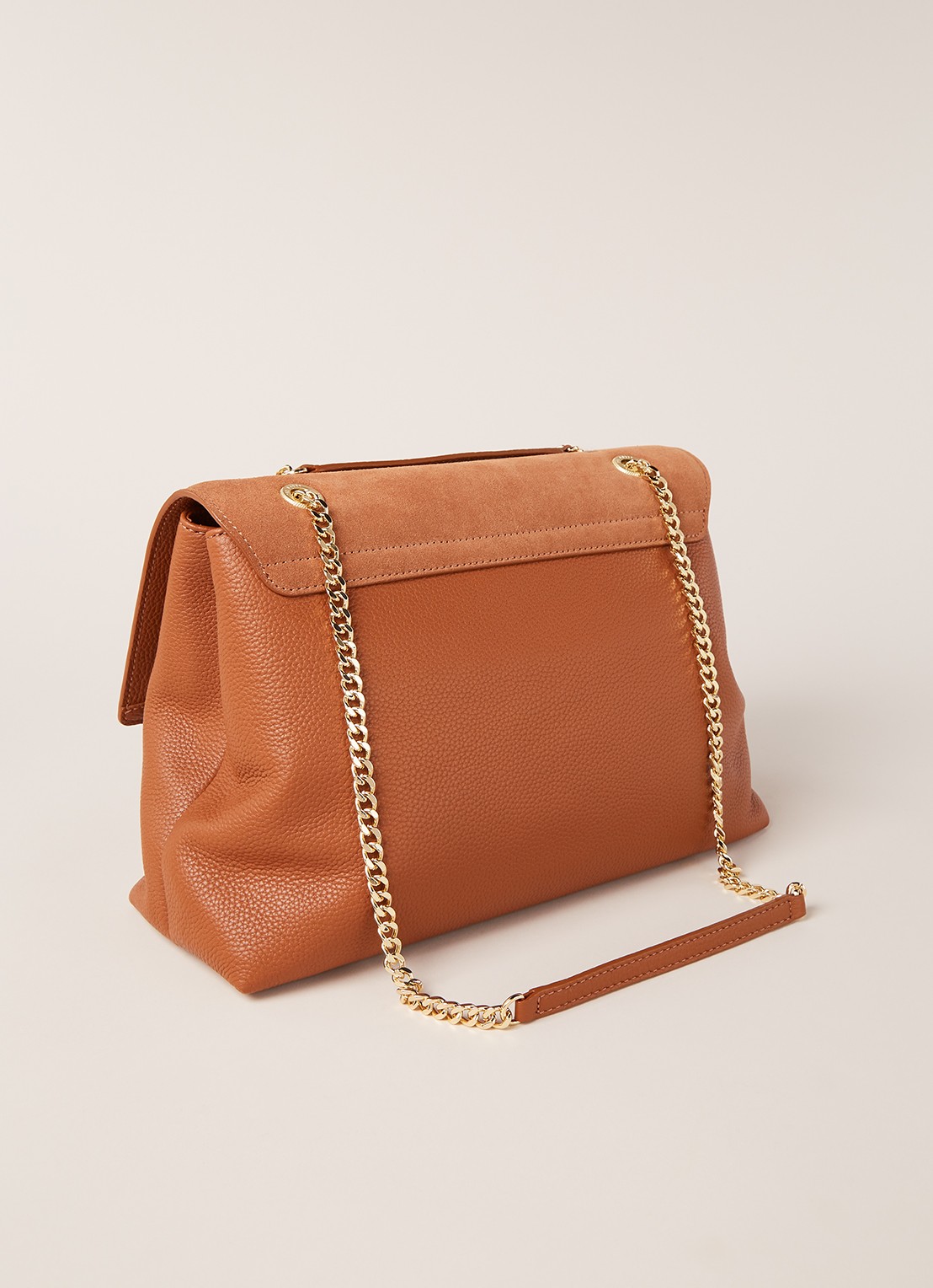 Ted Baker Hermiaa schoudertas van leer en suède - detail 3 cognac
