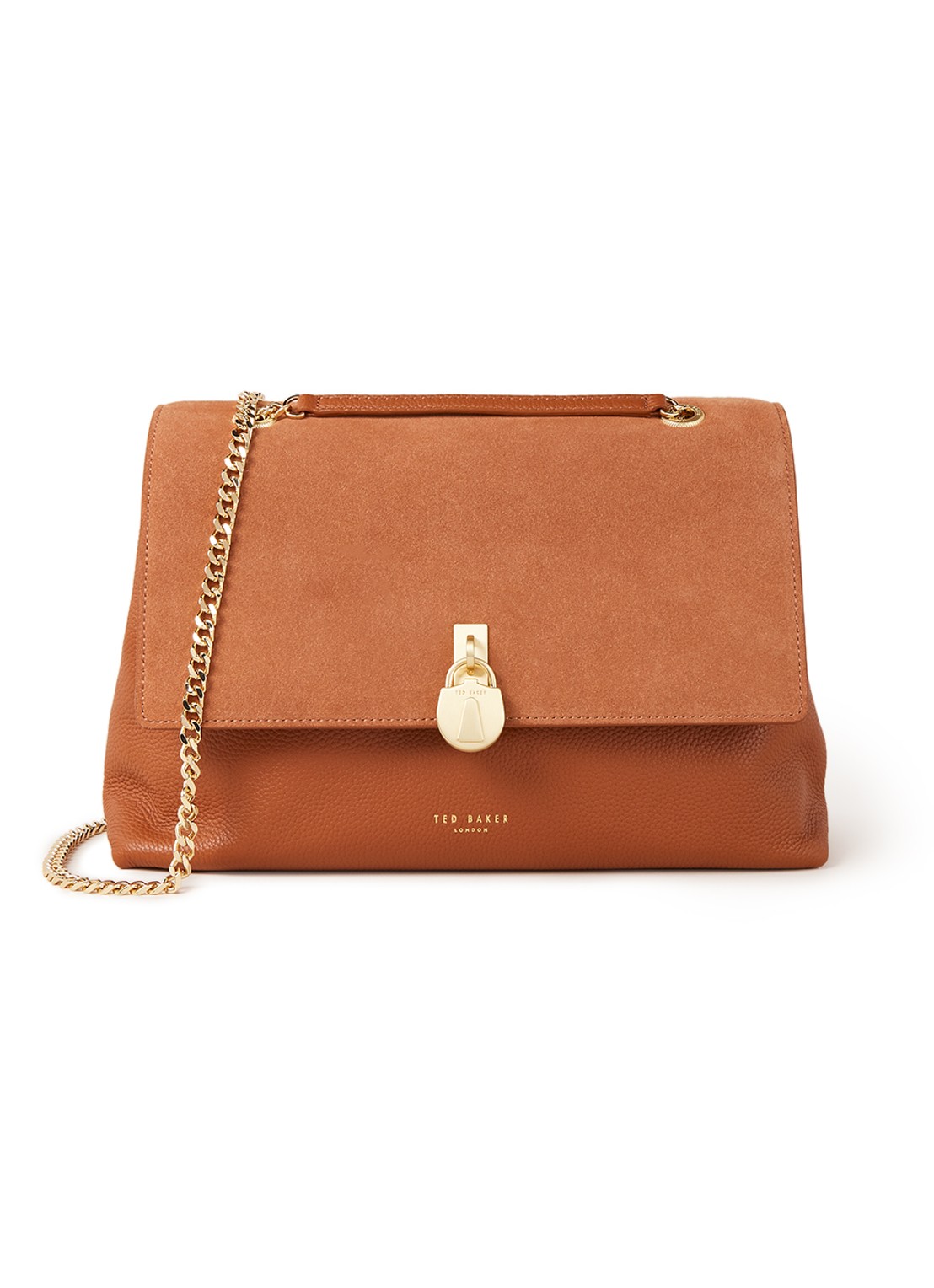 Ted Baker Hermiaa schoudertas van leer en suède - voorkant cognac