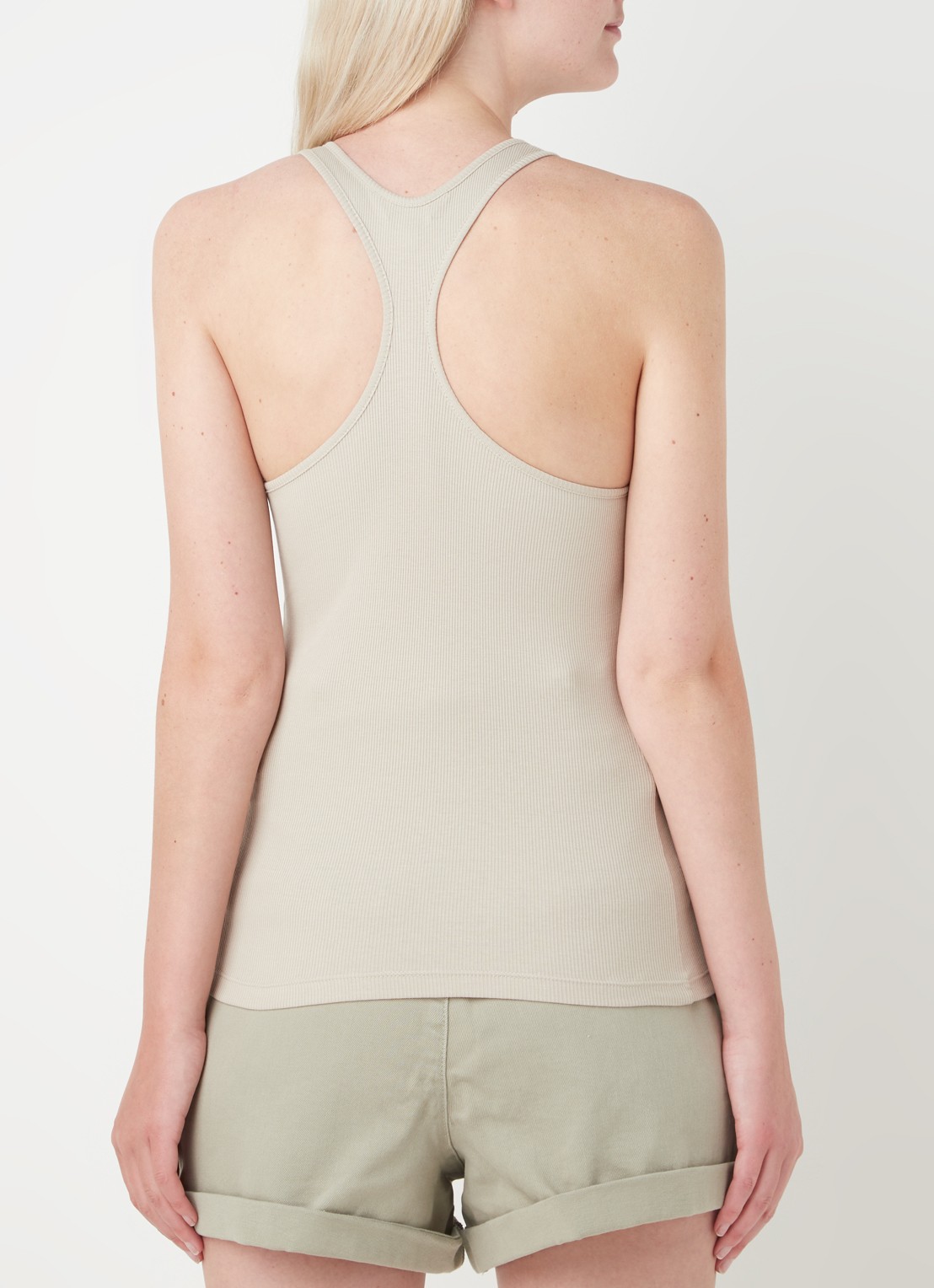Ted Baker Joe tanktop met ribstructuur en borduring - achterkant 4 lichtbruin