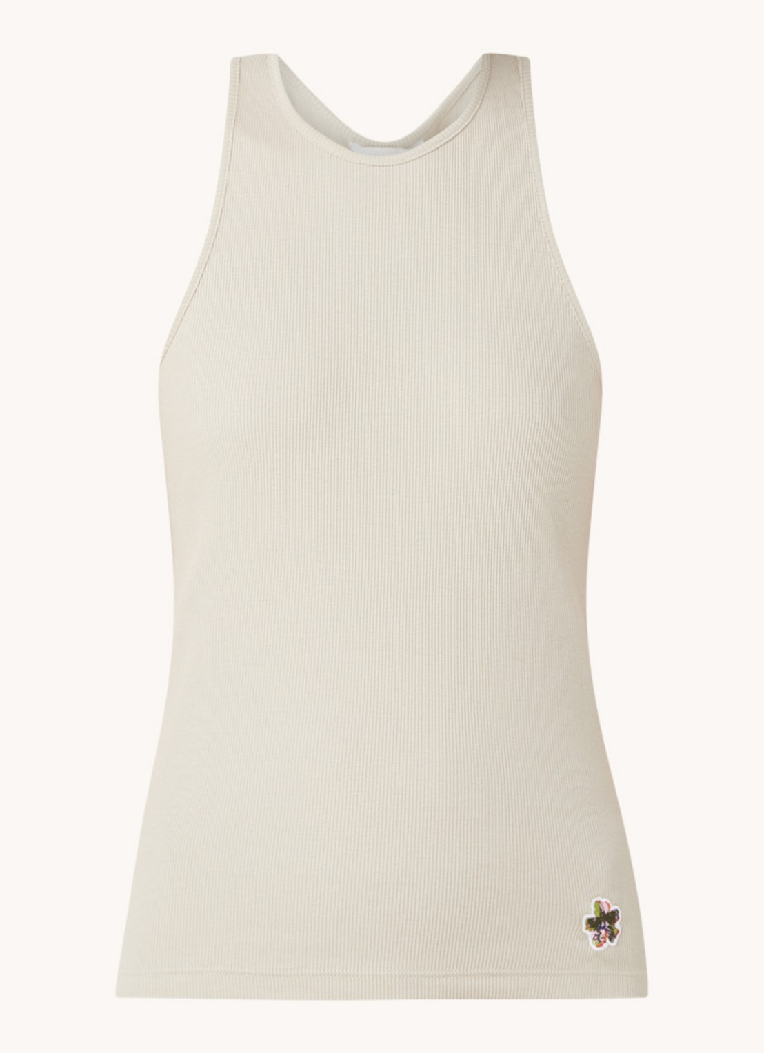 Ted Baker Joe tanktop met ribstructuur en borduring - voorkant lichtbruin