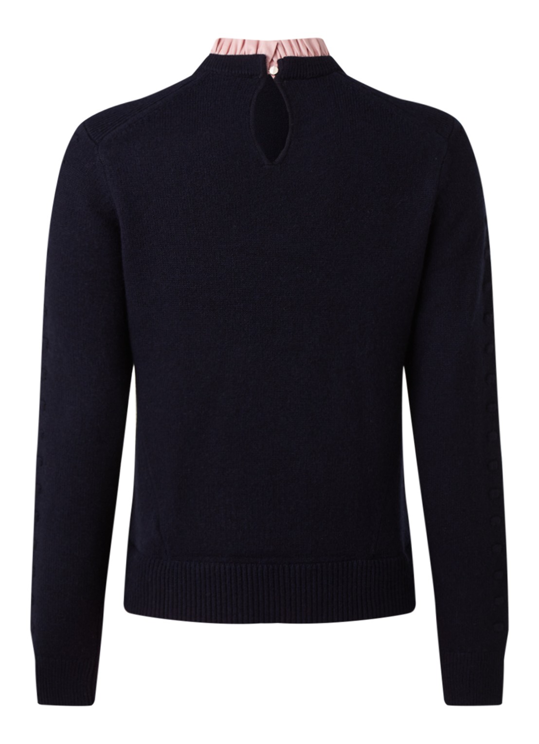 Ted Baker Lissiah fijngebreide pullover van wol met blouse-inzet - achterkant 2 zwart