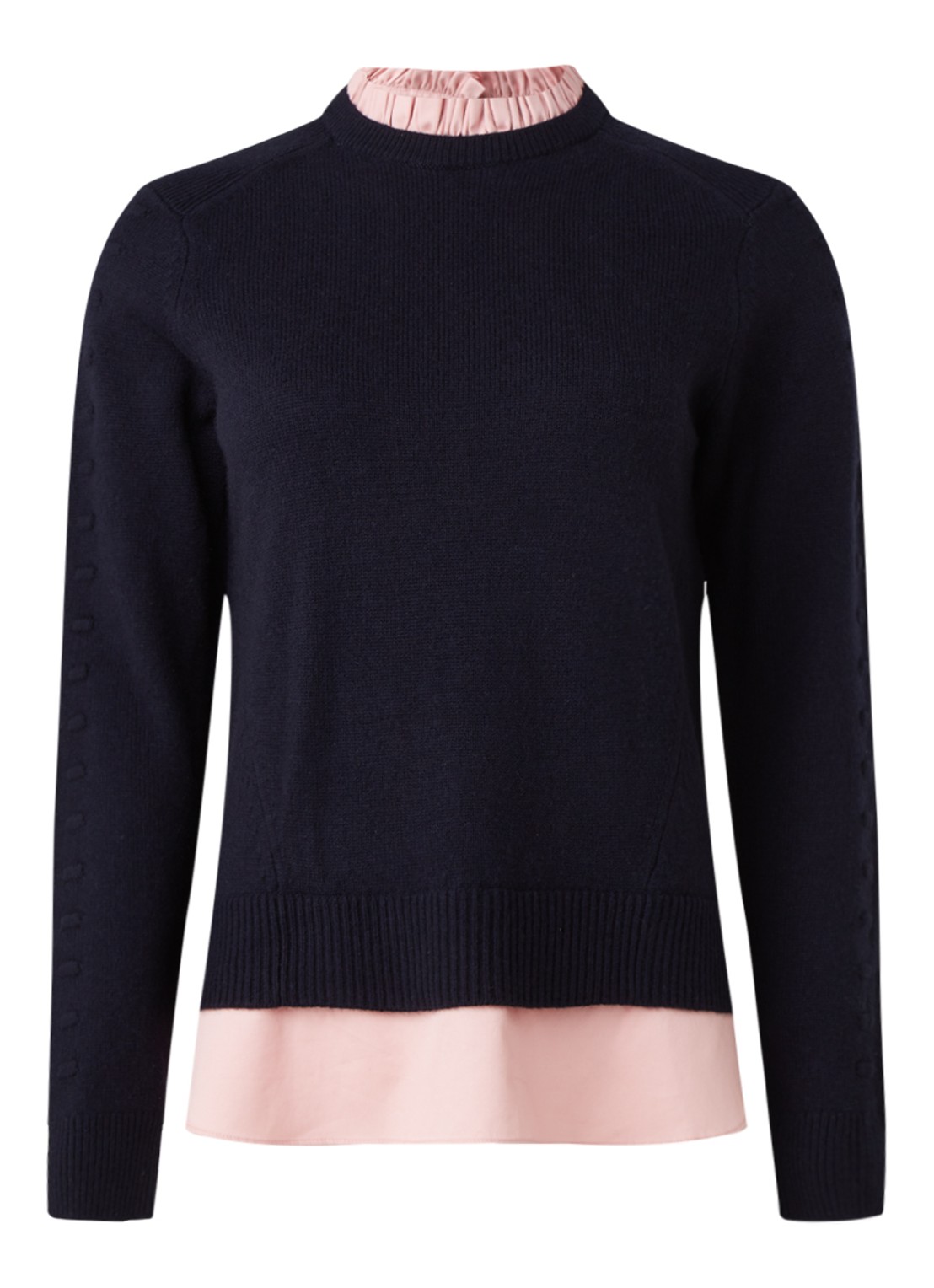 Ted Baker Lissiah fijngebreide pullover van wol met blouse-inzet - voorkant 3 zwart