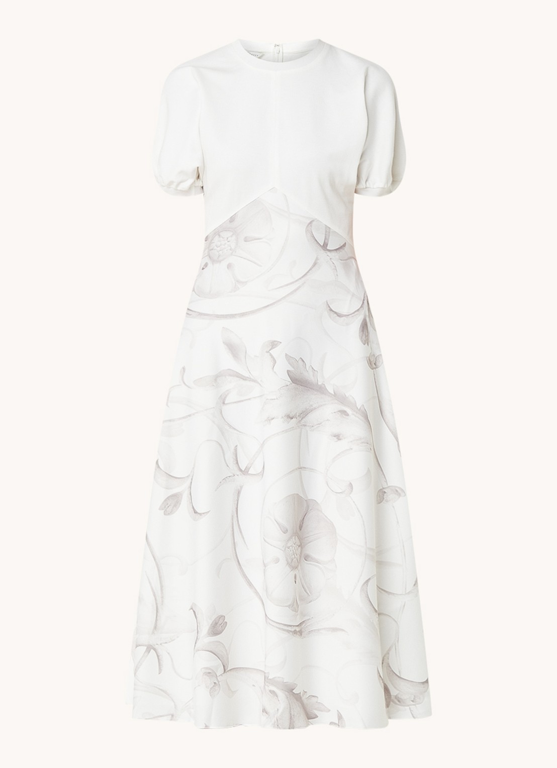 Ted Baker Magylee midi jurk met inzet van satijn en bloemenprint - voorkant 2 wit