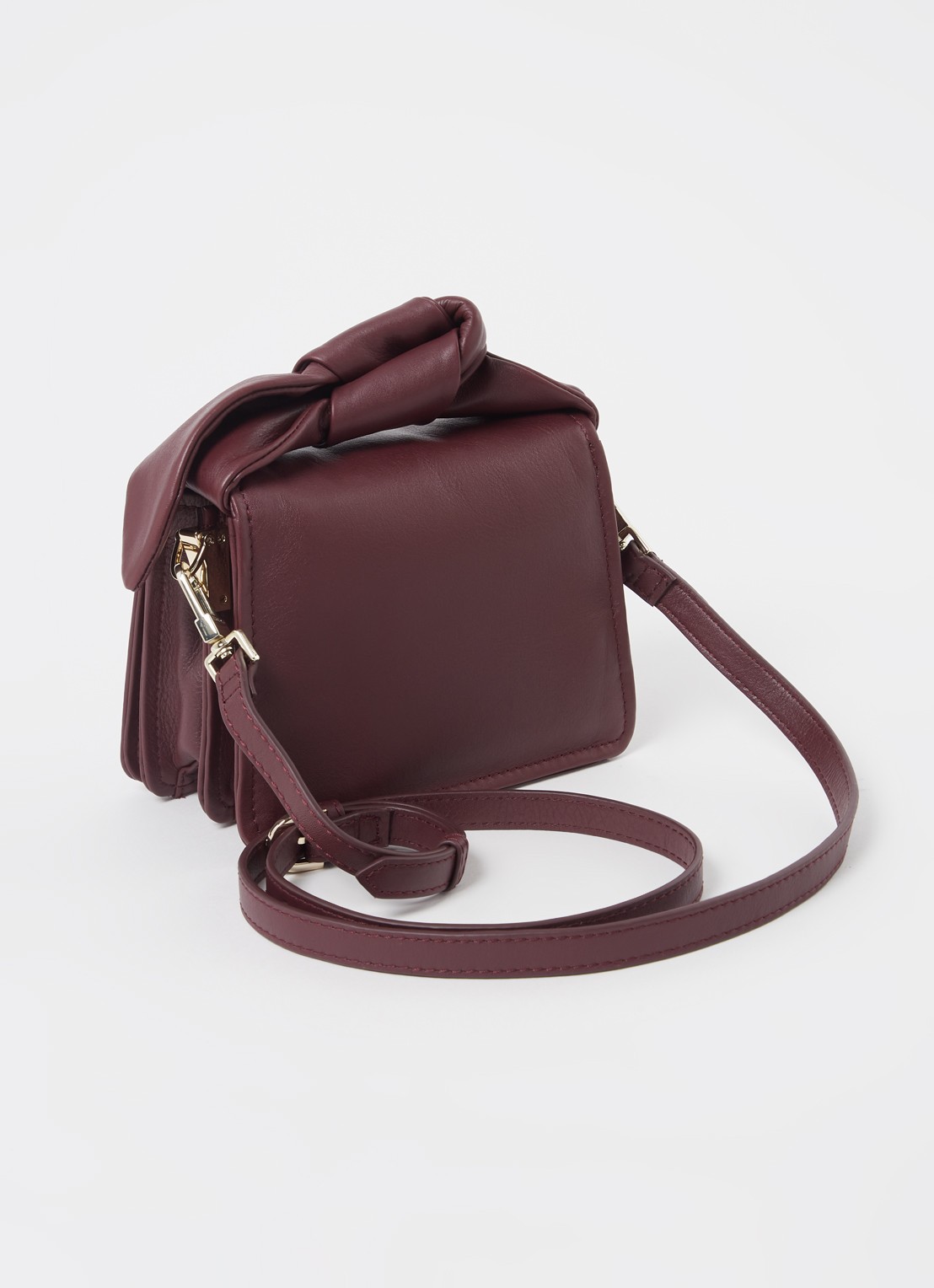 Ted Baker Niyah Mini handtas van leer - achterkant 2 aubergine