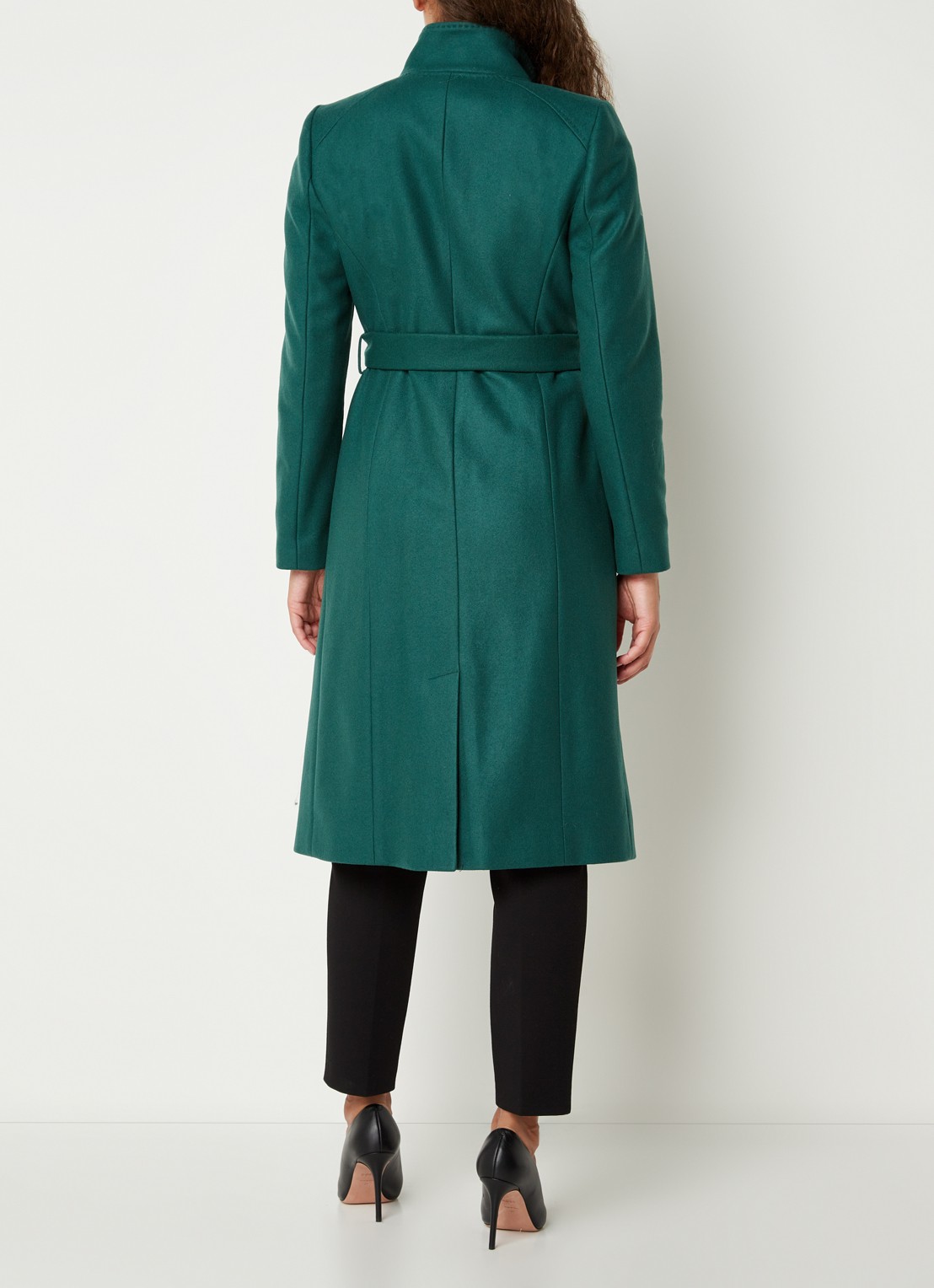 Ted Baker Rose mantel in wolblend met strikceintuur - achterkant groen