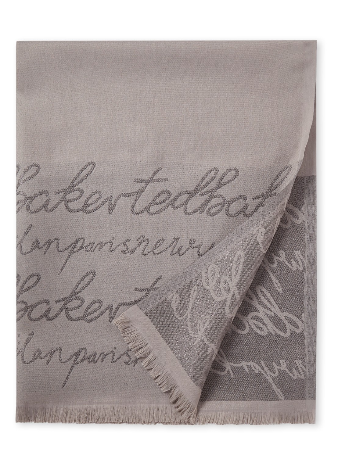 Ted Baker Teddiee sjaal met lurex 180 x 75 cm - voorkant taupe