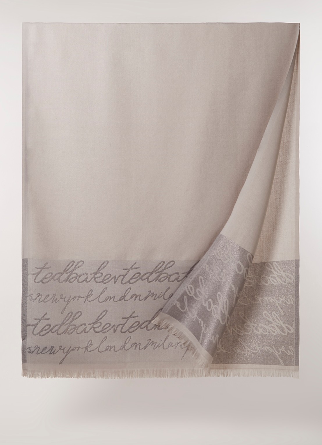 Ted Baker Teddiee sjaal met lurex 180 x 75 cm - voorkant 2 taupe