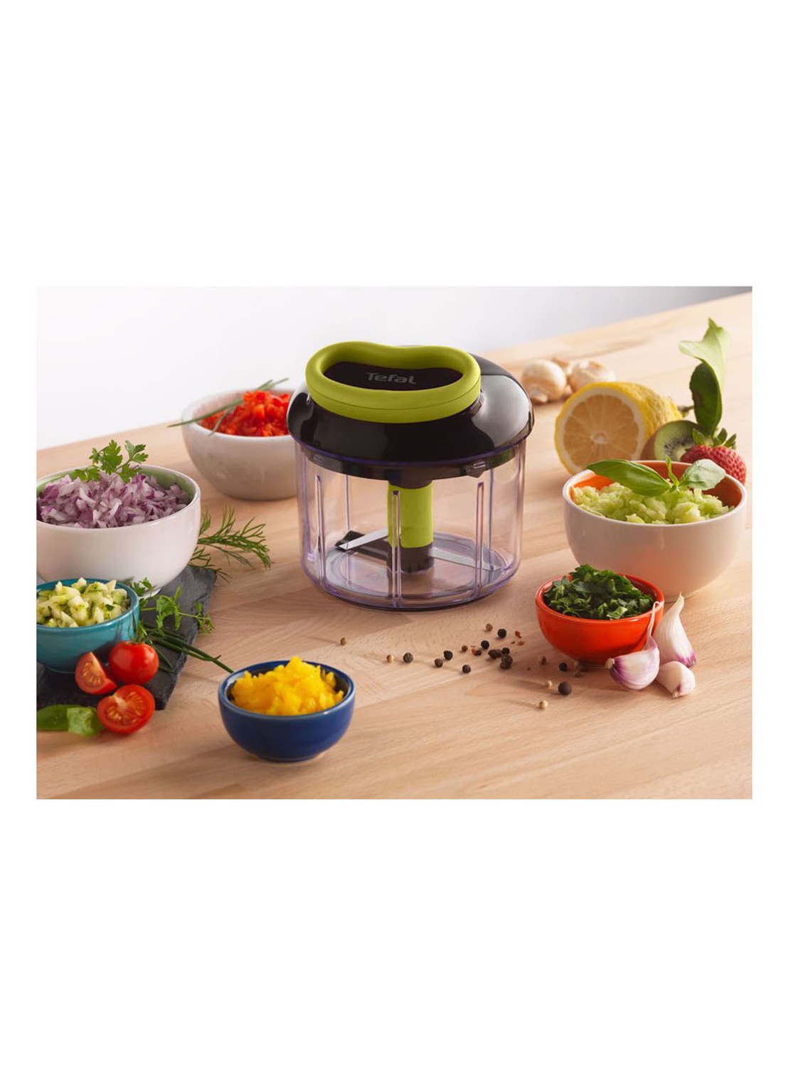 Tefal 5 Second Chopper hakmolen 900 ml K1321044 + 4 accessoires - voorkant 2 transparant