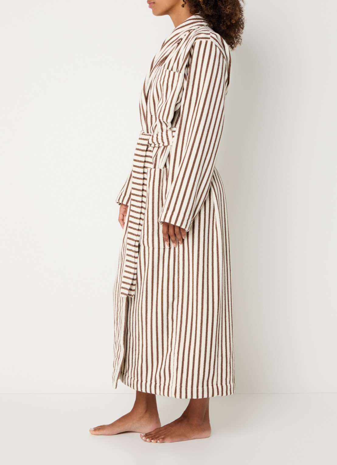 TEKLA Badjas van biologisch katoen met opgestikte zakken - unisex - voorkant 3 beige