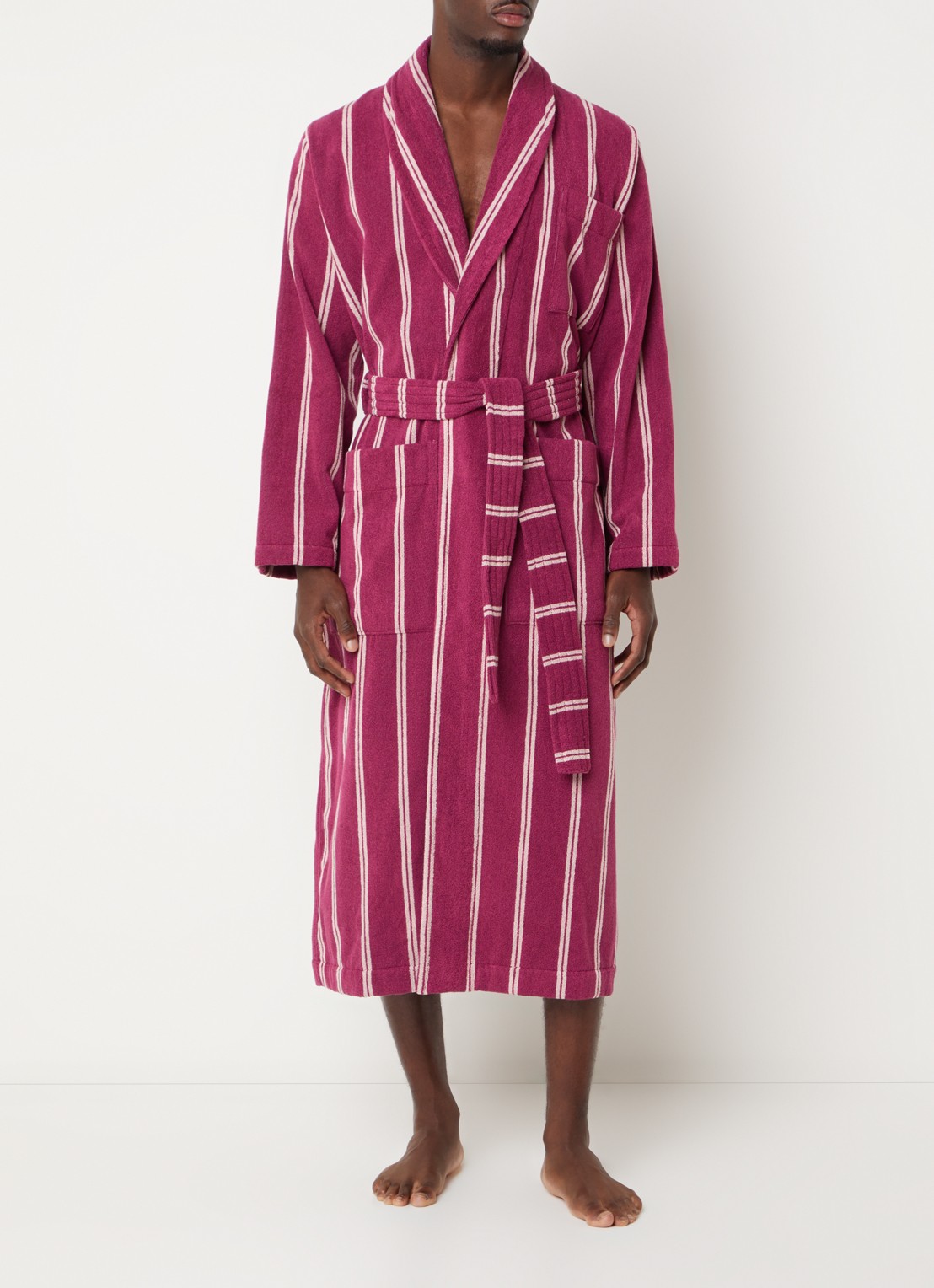 TEKLA Badjas van biologisch katoen met opgestikte zakken - unisex - detail 3 fuchsia
