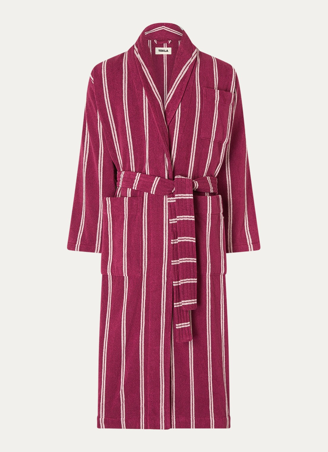 TEKLA Badjas van biologisch katoen met opgestikte zakken - unisex - voorkant fuchsia