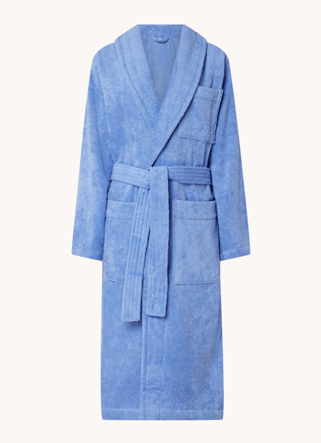TEKLA Badjas van biologisch katoen met opgestikte zakken - unisex - voorkant blauw