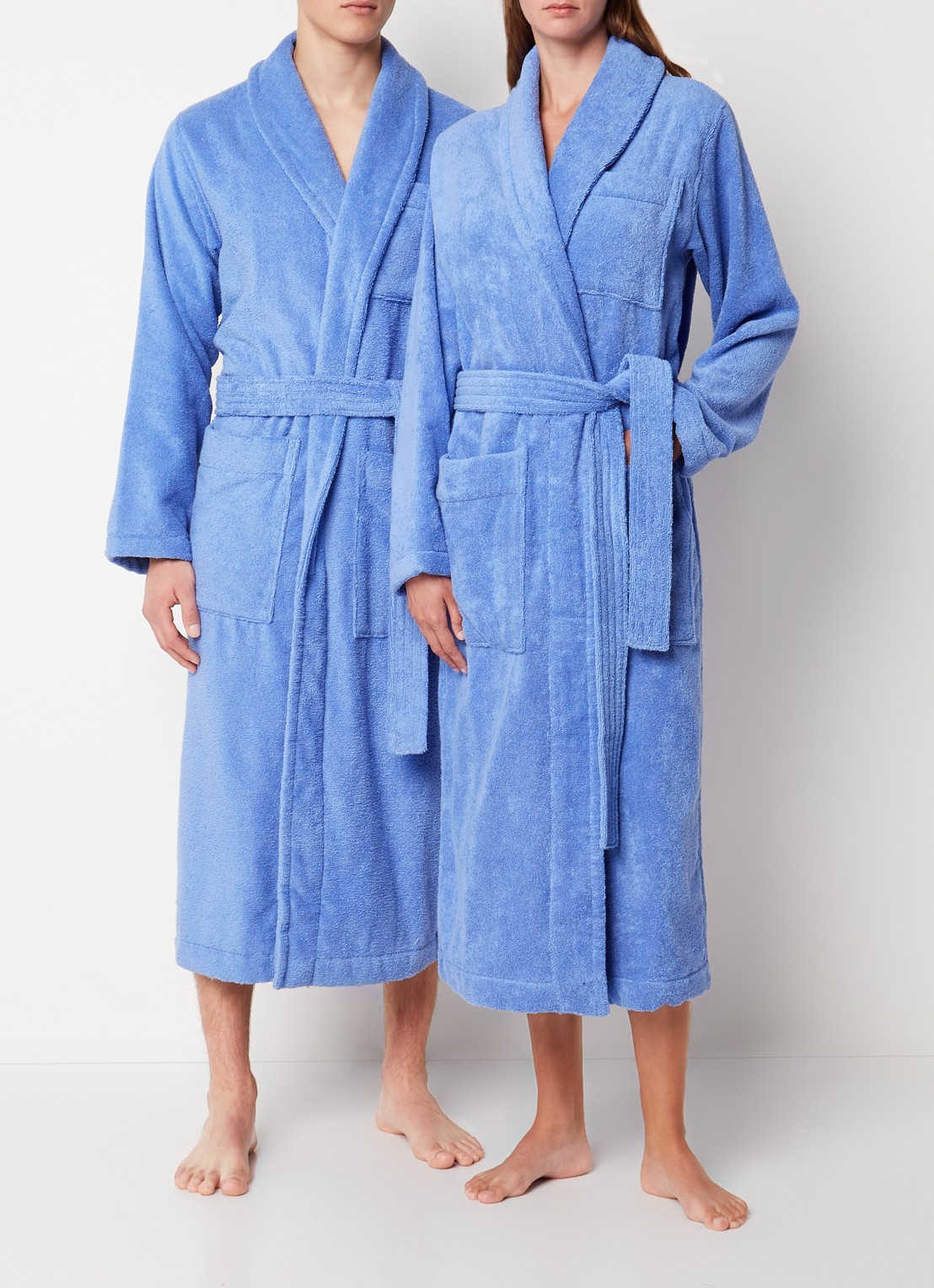 TEKLA Badjas van biologisch katoen met opgestikte zakken - unisex - voorkant 2 blauw