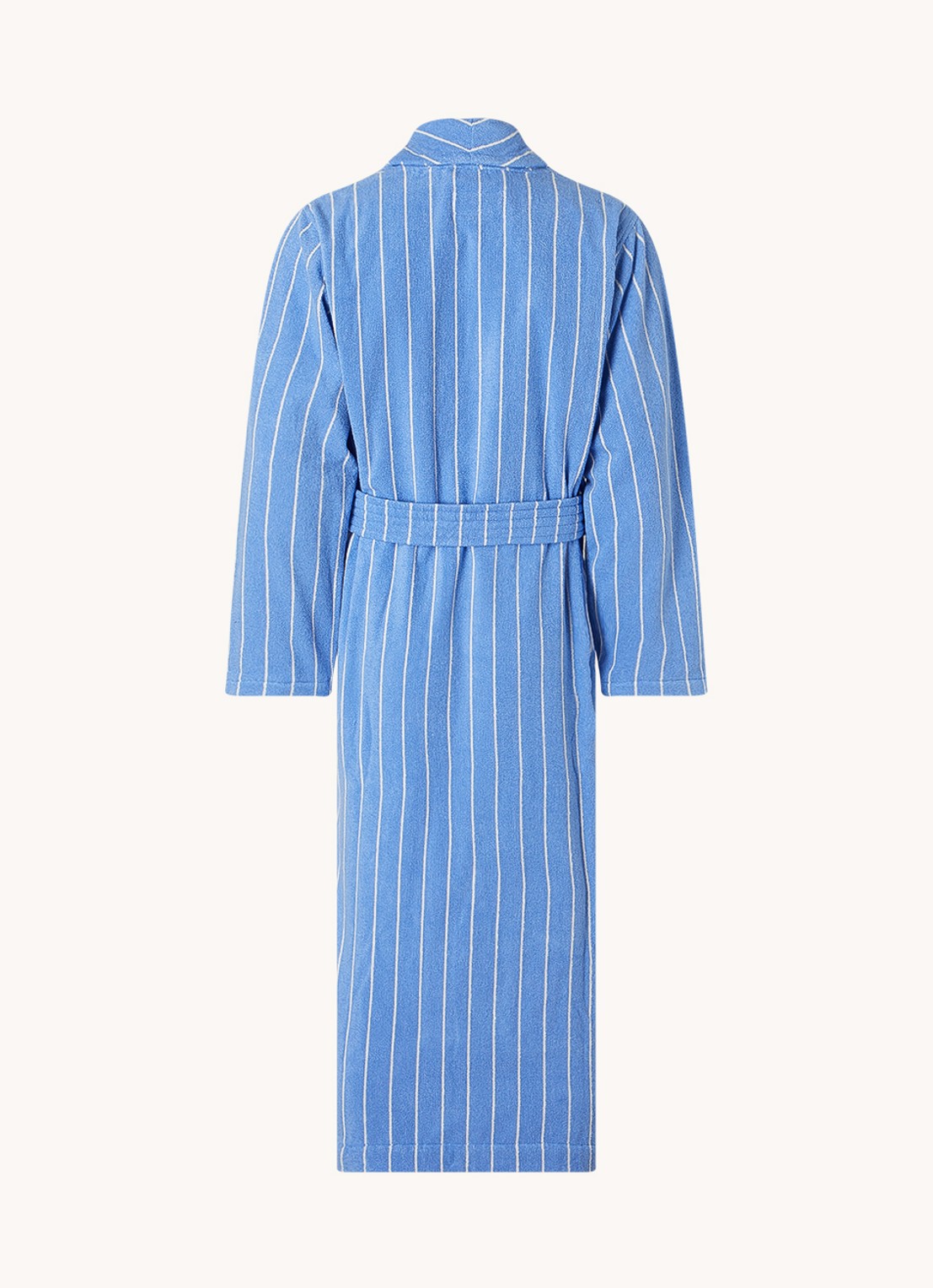 TEKLA Badjas van  katoen met streepprint - unisex - achterkant blauw