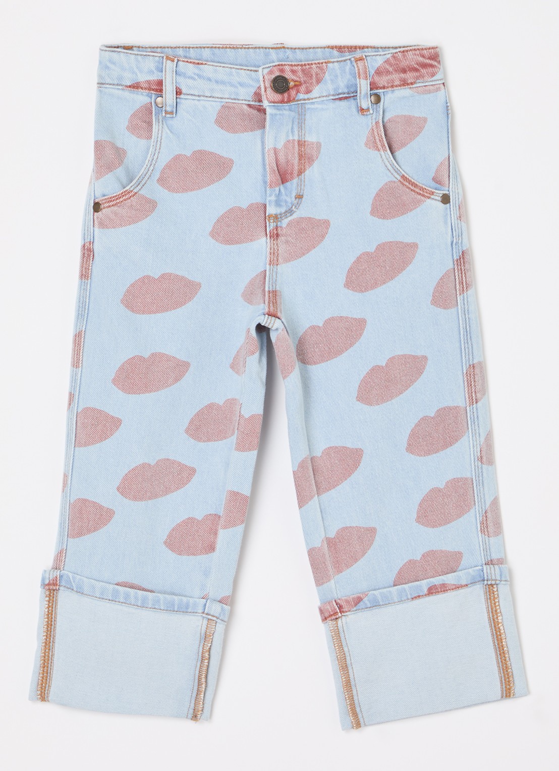 The Animals Observatory Ant loose fit jeans met print - voorkant 2 indigo