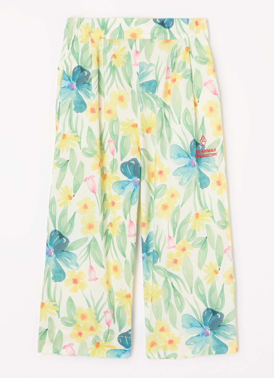 The Animals Observatory Antelope wide fit broek met bloemenprint - voorkant groen