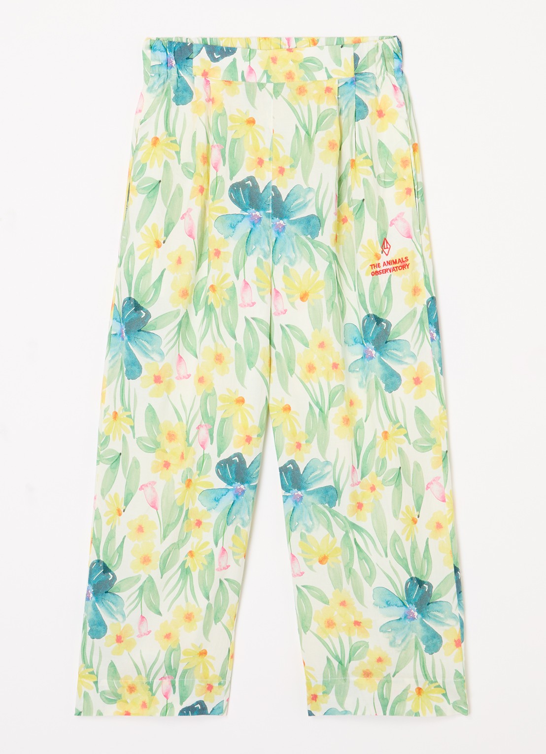 The Animals Observatory Antelope wide fit broek met bloemenprint - voorkant 3 groen