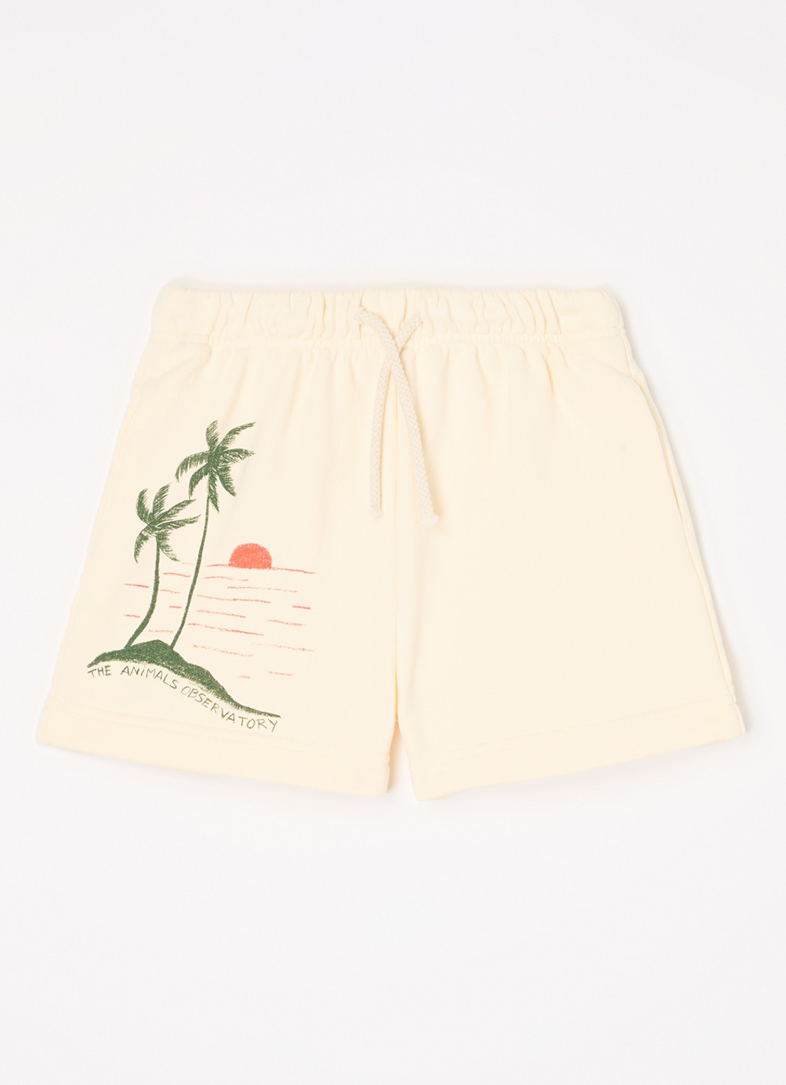 The Animals Observatory Hedgehog loose fit korte joggingbroek met steekzakken - voorkant vanillegeel