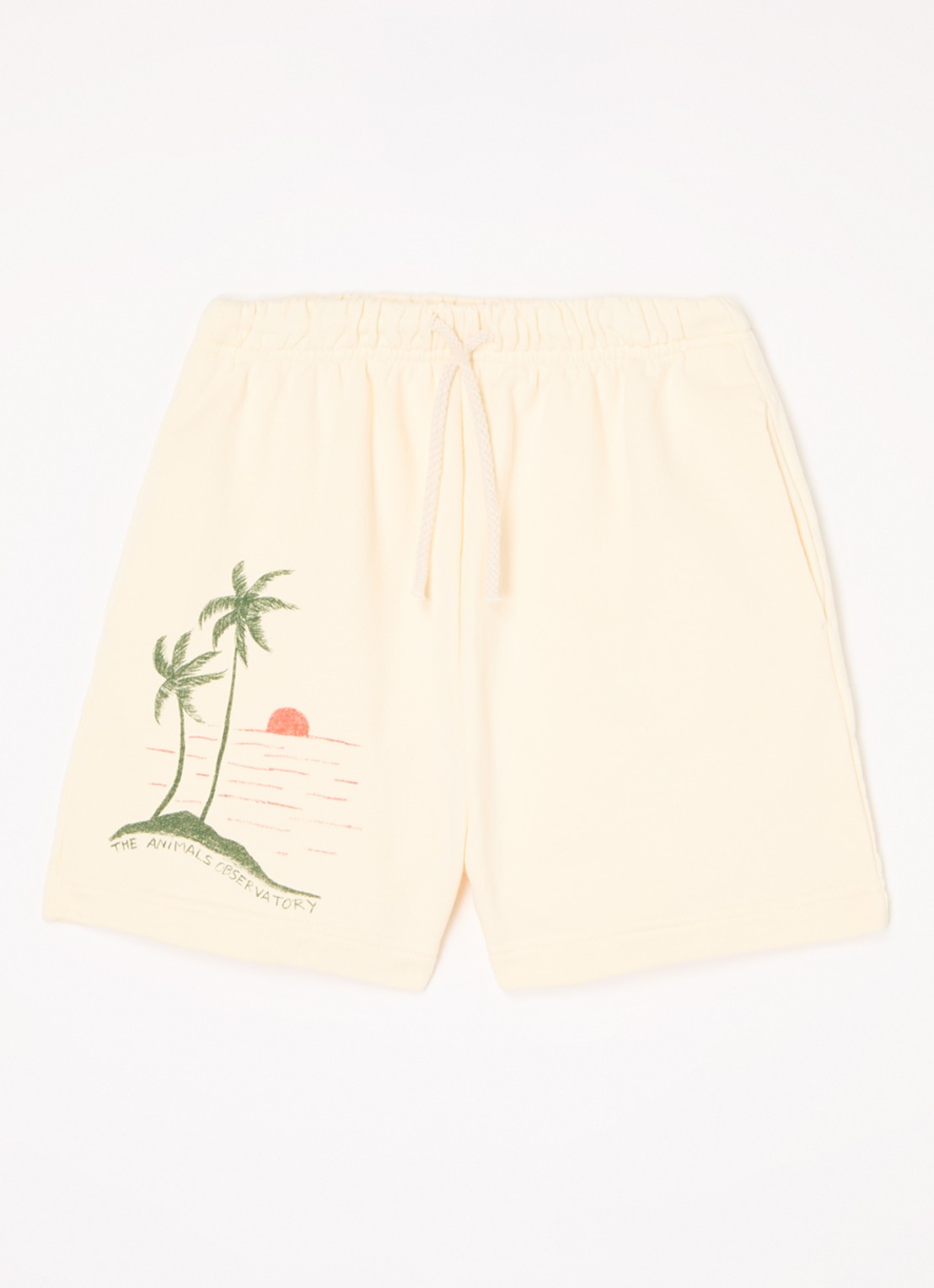 The Animals Observatory Hedgehog loose fit korte joggingbroek met steekzakken - voorkant 3 vanillegeel