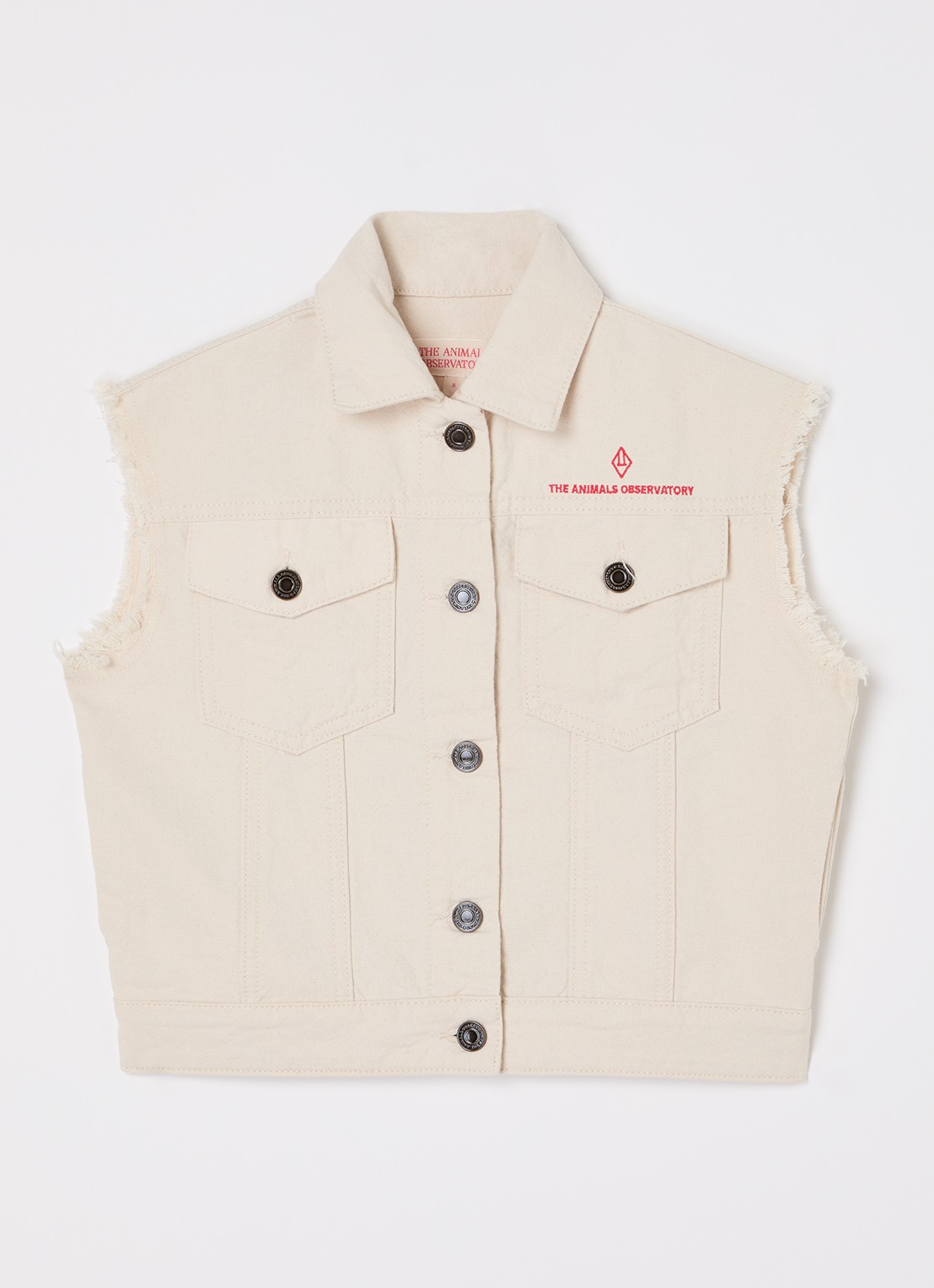 The Animals Observatory Hog gilet van denim - voorkant beige