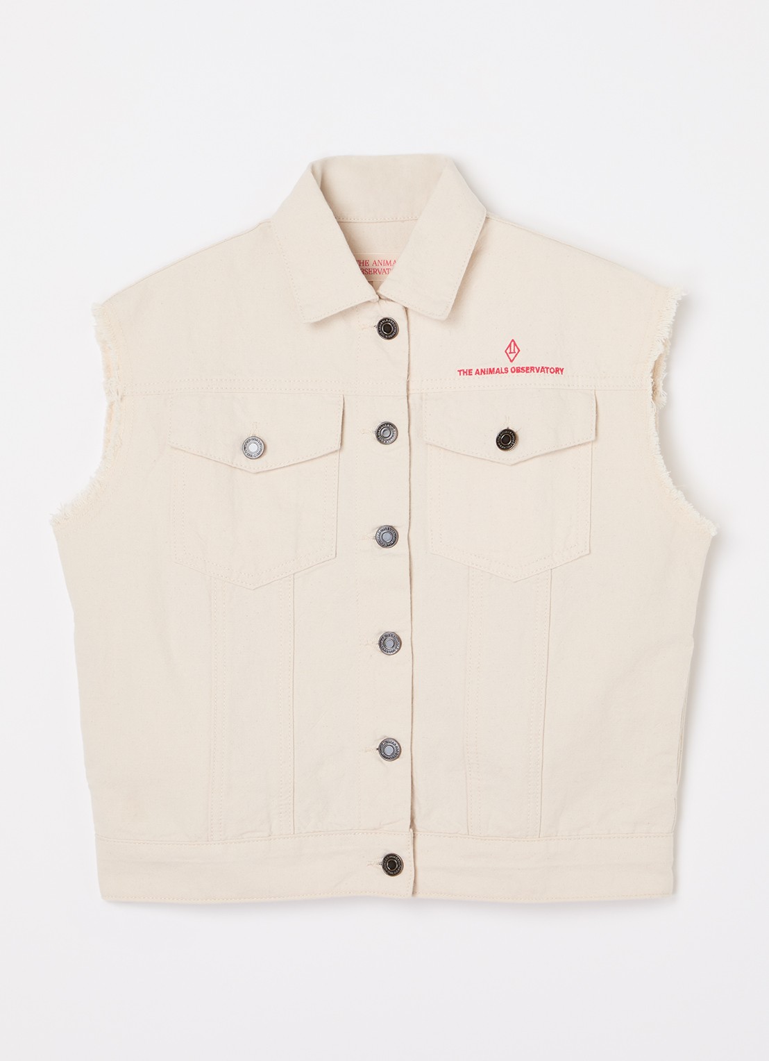 The Animals Observatory Hog gilet van denim - voorkant 3 beige
