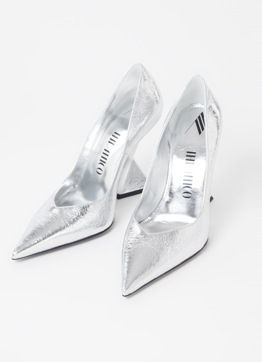 The Attico Cheope pump van leer met metallic finish - detail 3 zilver