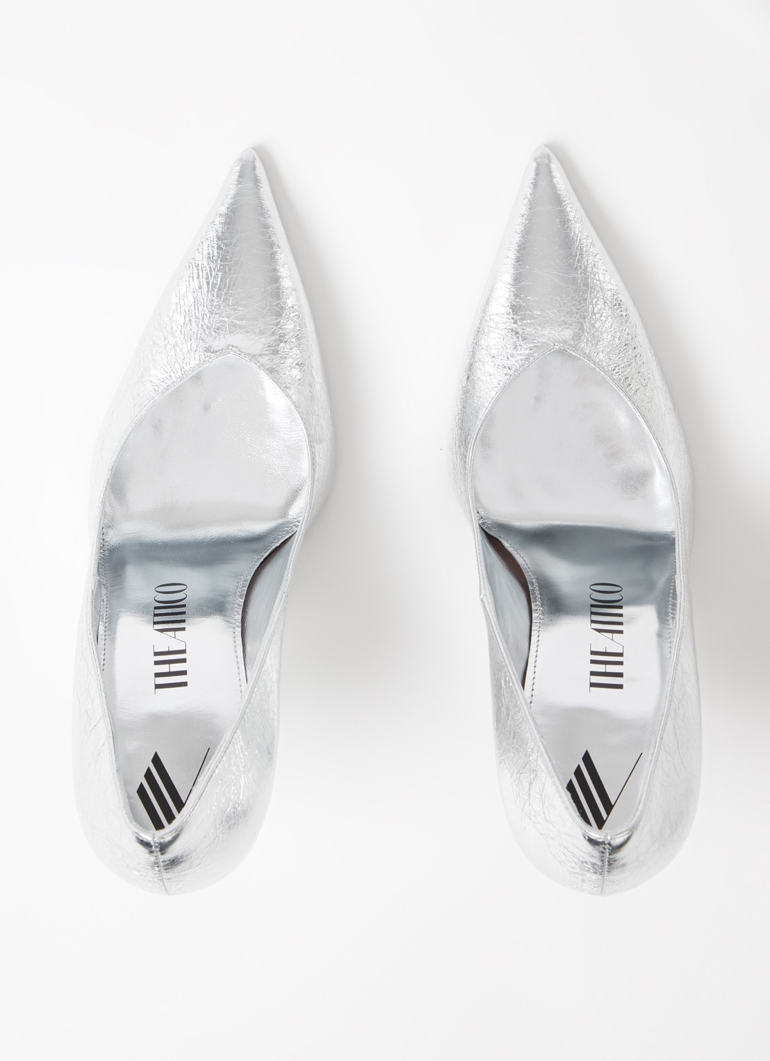 The Attico Cheope pump van leer met metallic finish - detail 5 zilver