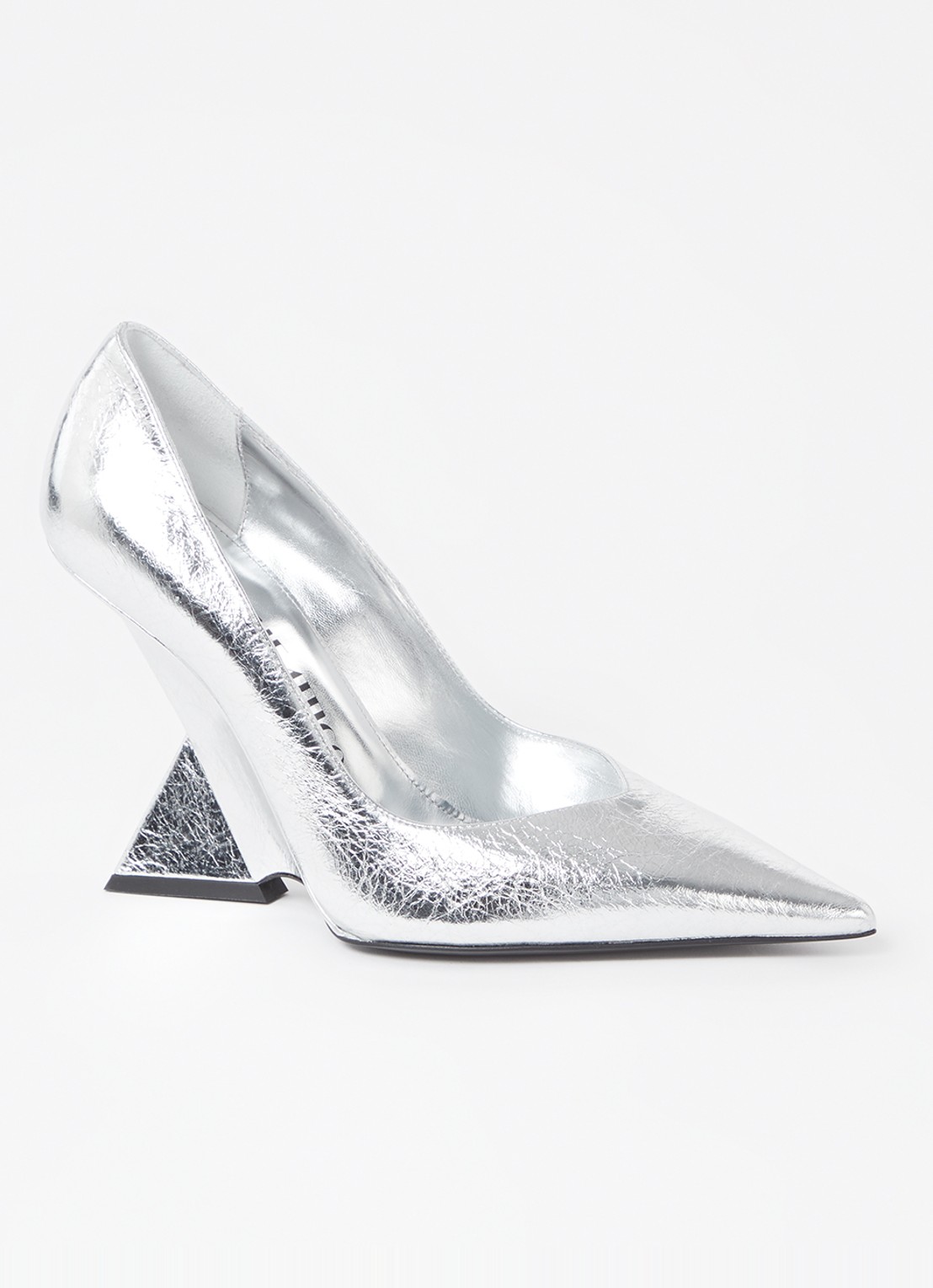 The Attico Cheope pump van leer met metallic finish - voorkant zilver