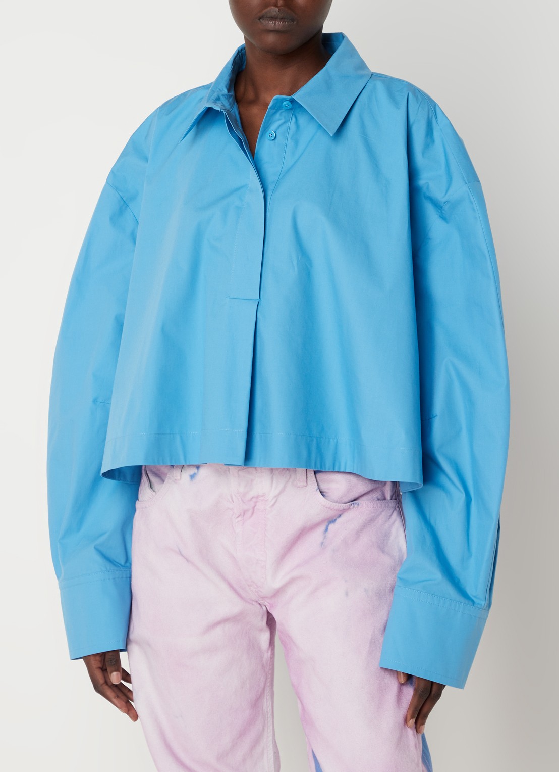 The Attico Jill cropped blouse - detail 2 blauw