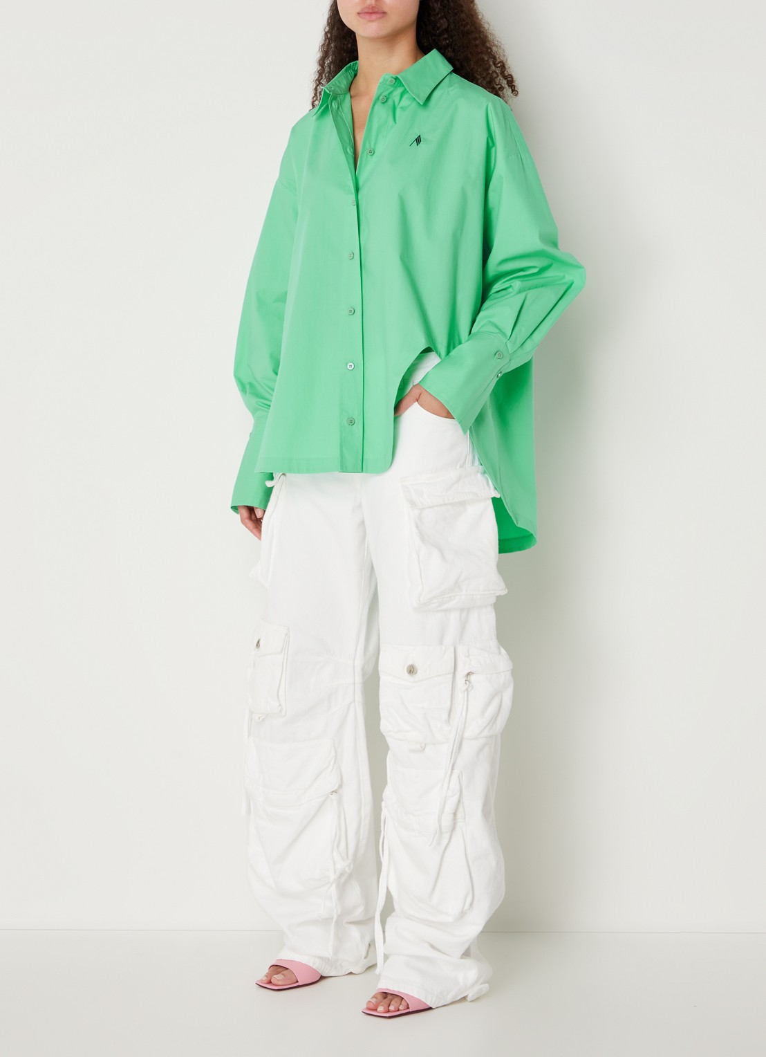 The Attico Oversized blouse met logo - voorkant 2 mint
