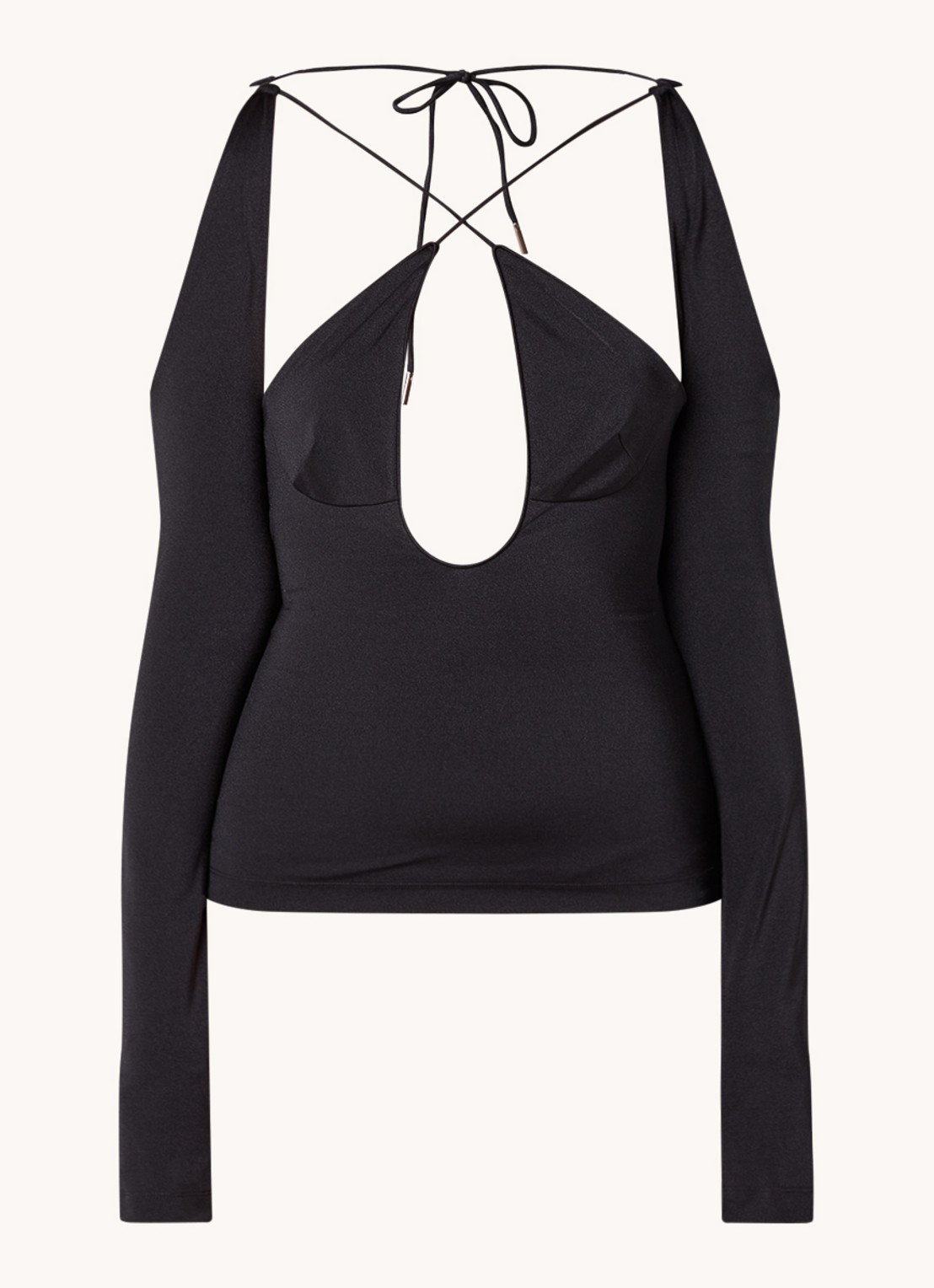 The Attico Zane top met cut-out details - voorkant 4 zwart
