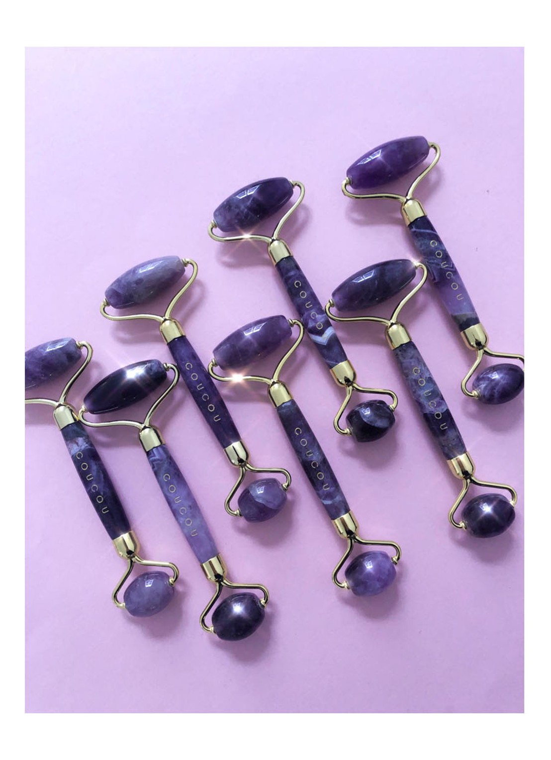 The Coucou Club Coucou Amethyst Roller - gezichtsroller - voorkant 2 paars