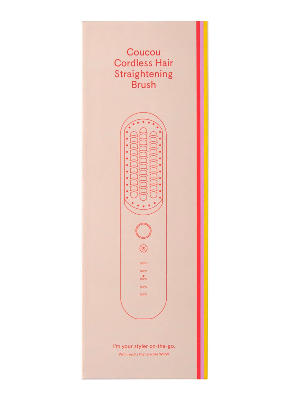 The Coucou Club Coucou Cordless Hair Straightening Brush - snoerloze elektrische haarborstel - detail 5 lichtroze