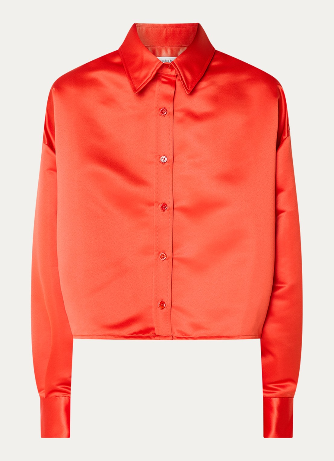 The Frankie Shop Arlen cropped blouse van satijn  - voorkant rood