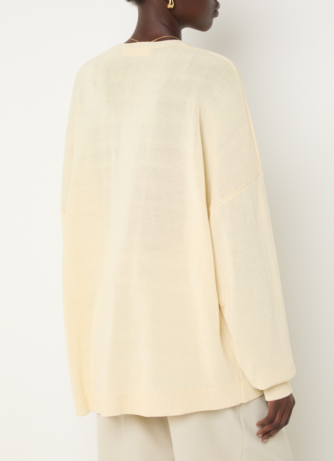 The Frankie Shop Basel oversized fijngebreide trui met ronde hals - achterkant ivoor