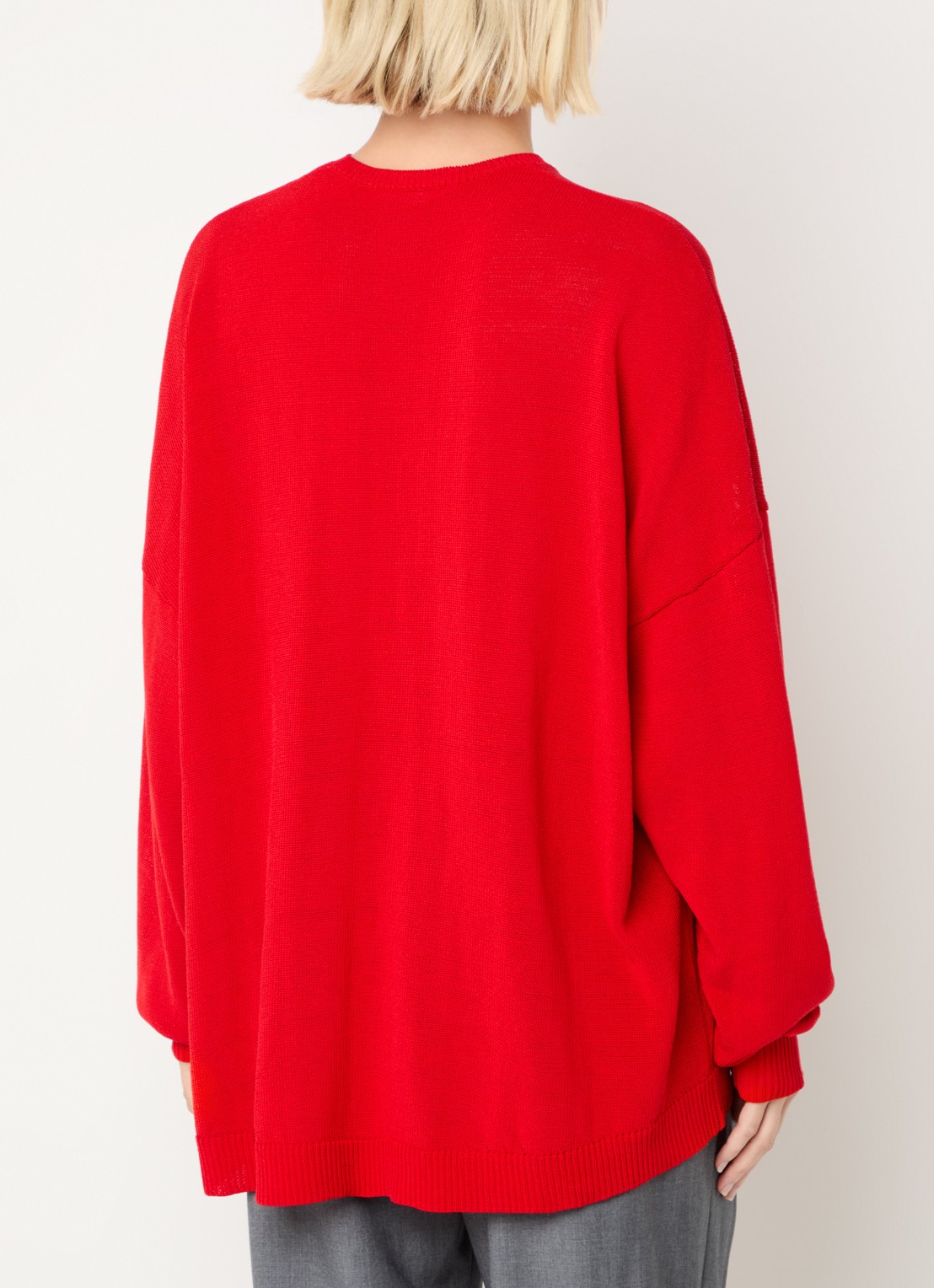The Frankie Shop Basel oversized fijngebreide trui met ronde hals - achterkant rood