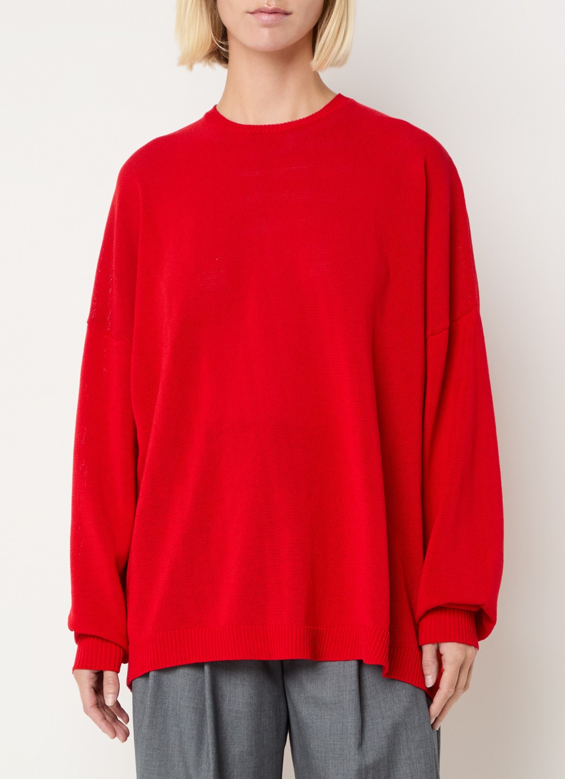 The Frankie Shop Basel oversized fijngebreide trui met ronde hals - detail 4 rood