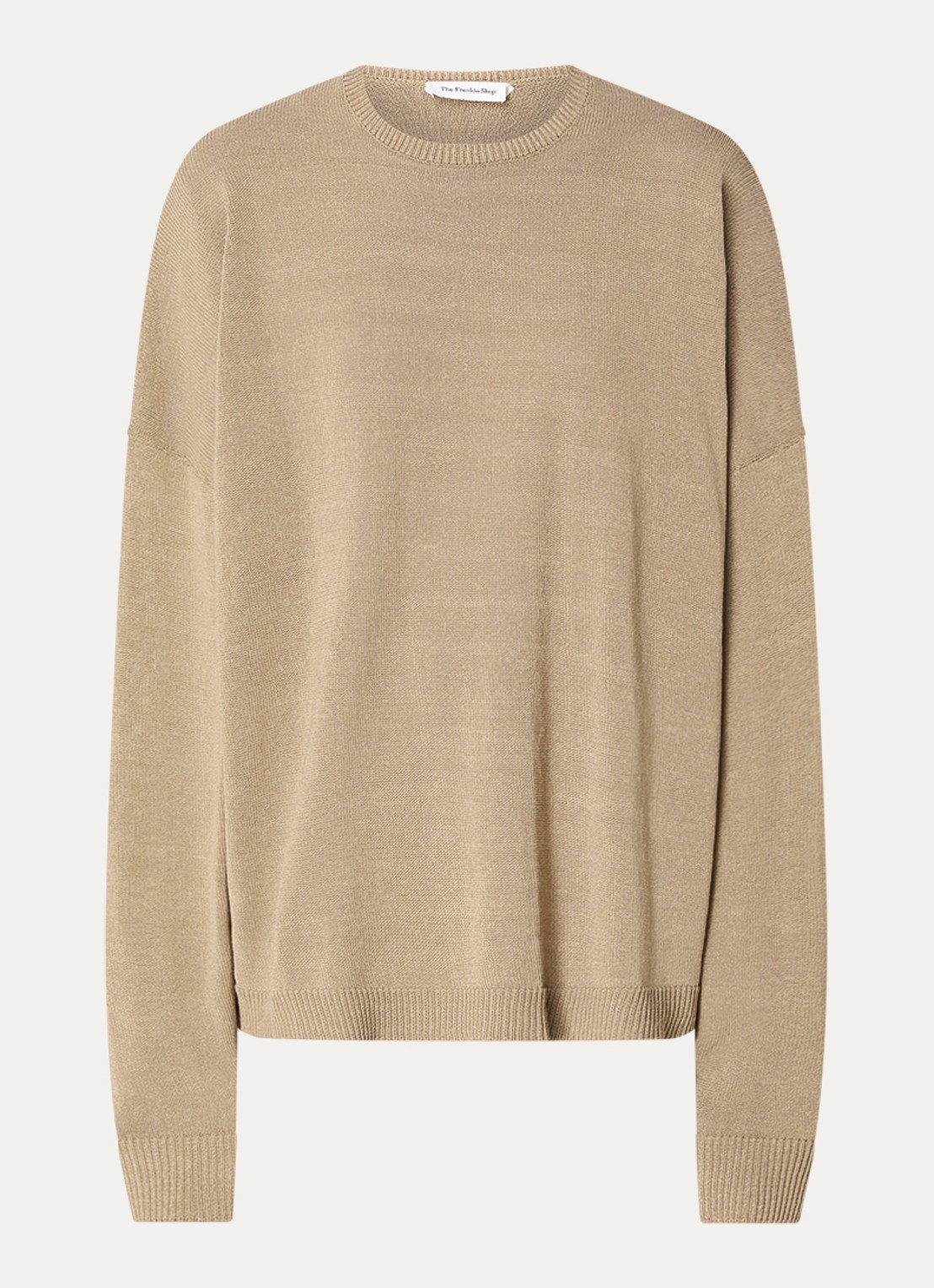 The Frankie Shop Basel oversized grofgebreide trui met ronde hals - voorkant 2 beige