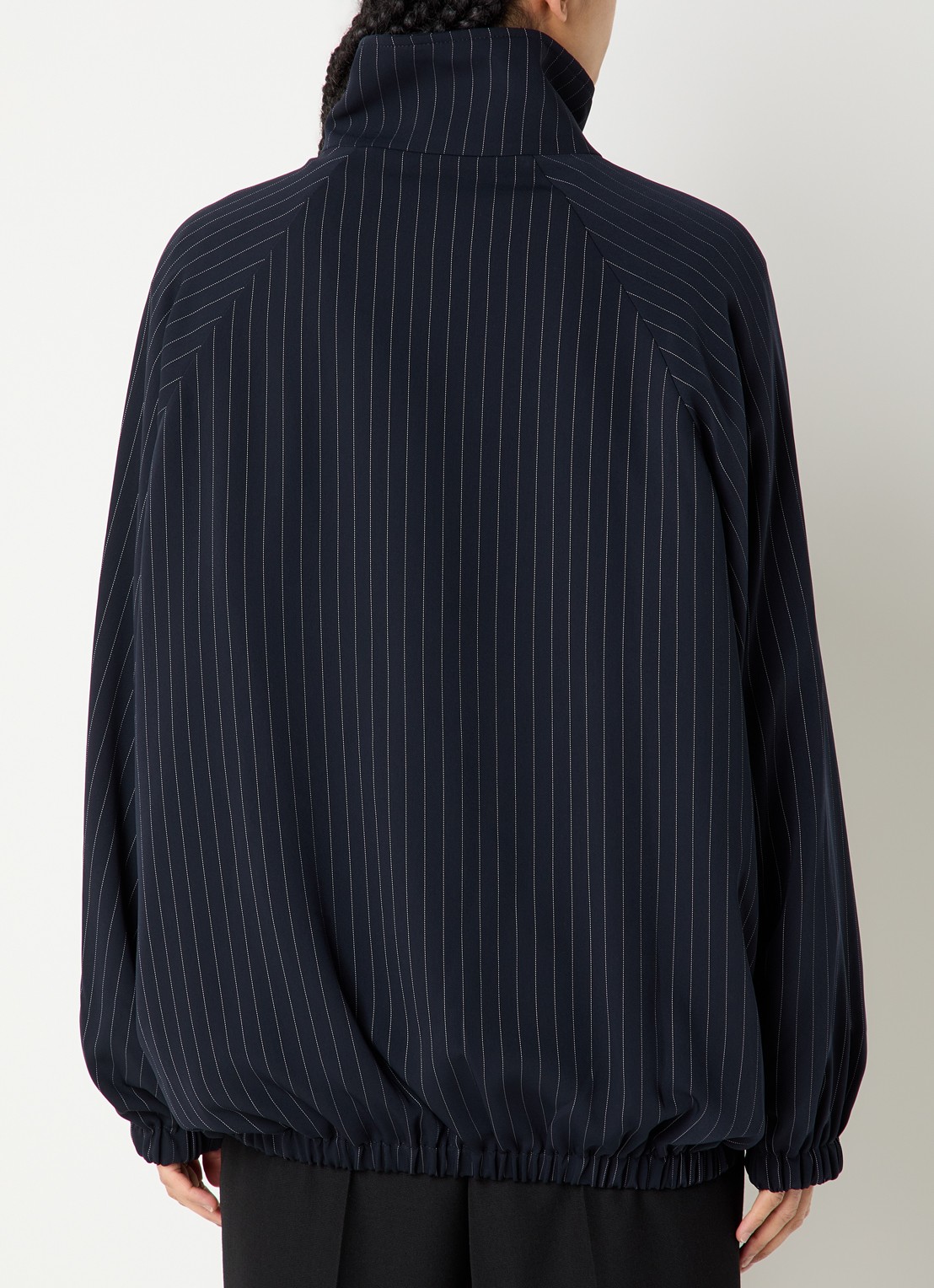 The Frankie Shop Baxter jack met streepprint en steekzakken - achterkant donkerblauw