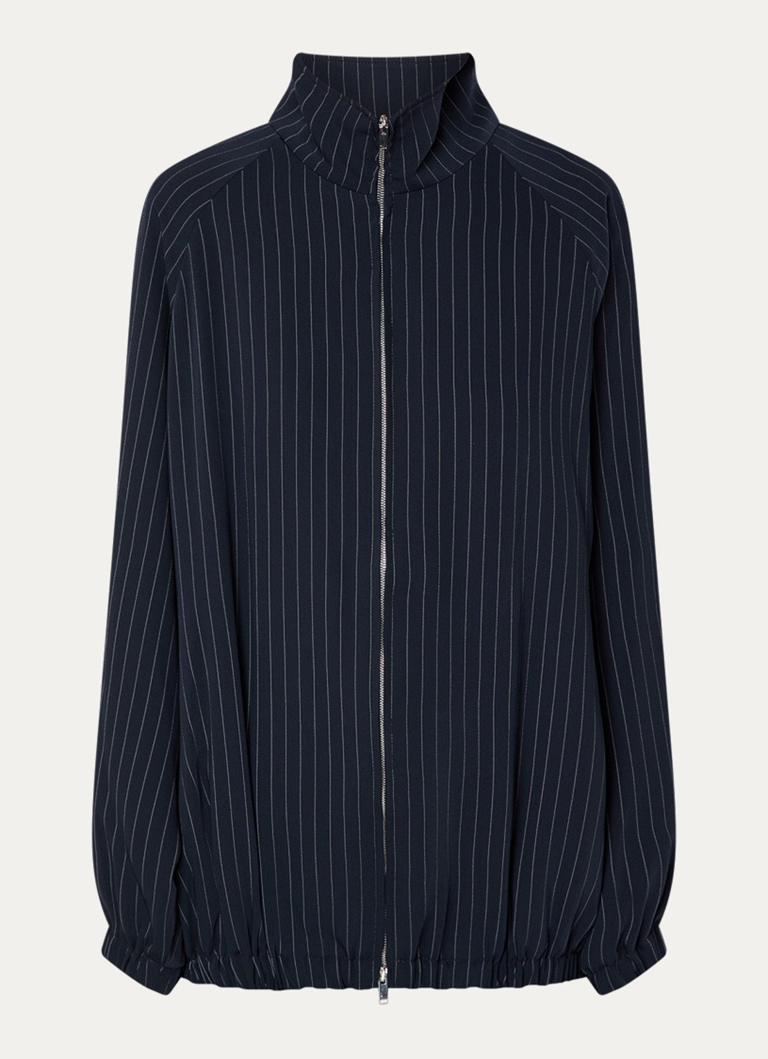 The Frankie Shop Baxter jack met streepprint en steekzakken - voorkant 2 donkerblauw