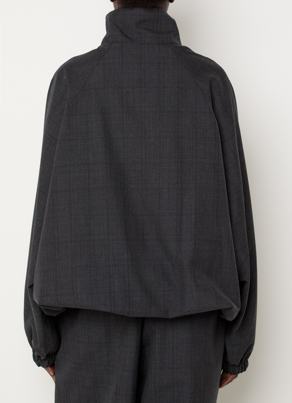 The Frankie Shop Baxter oversized jack in wolblend met ruitdessin - achterkant antraciet