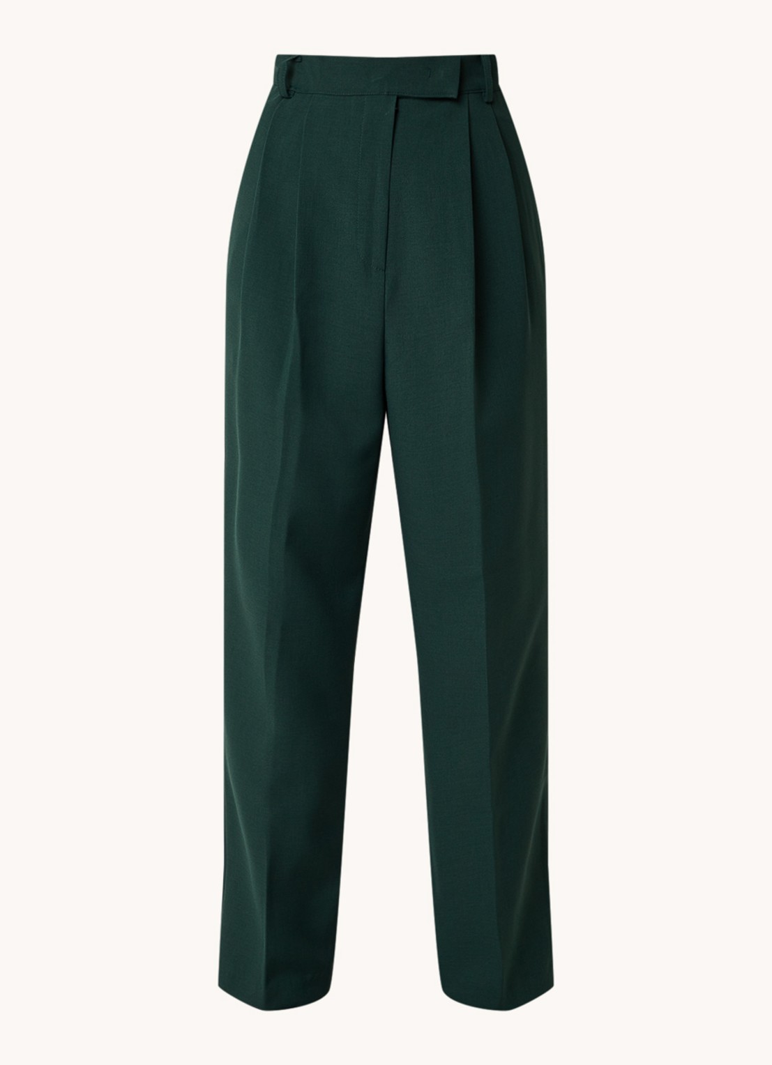 The Frankie Shop Bea high waist straight leg pantalon met steekzakken - voorkant groen