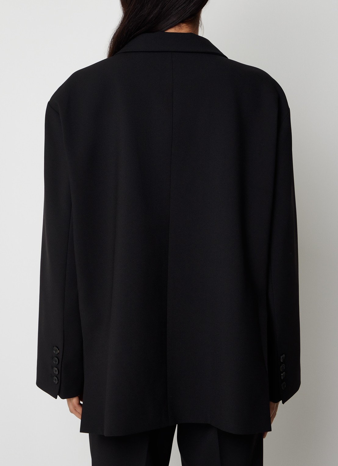 The Frankie Shop Bea oversized blazer met klepzakken - achterkant 4 zwart
