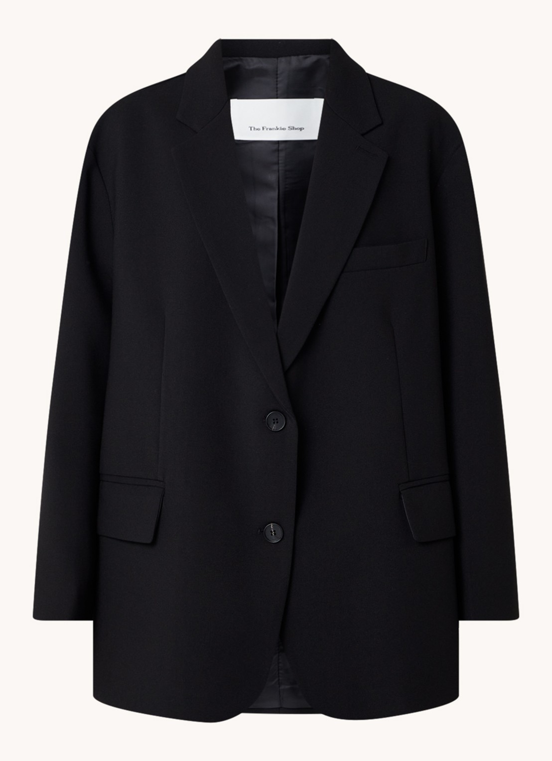 The Frankie Shop Bea oversized blazer met klepzakken - voorkant 2 zwart