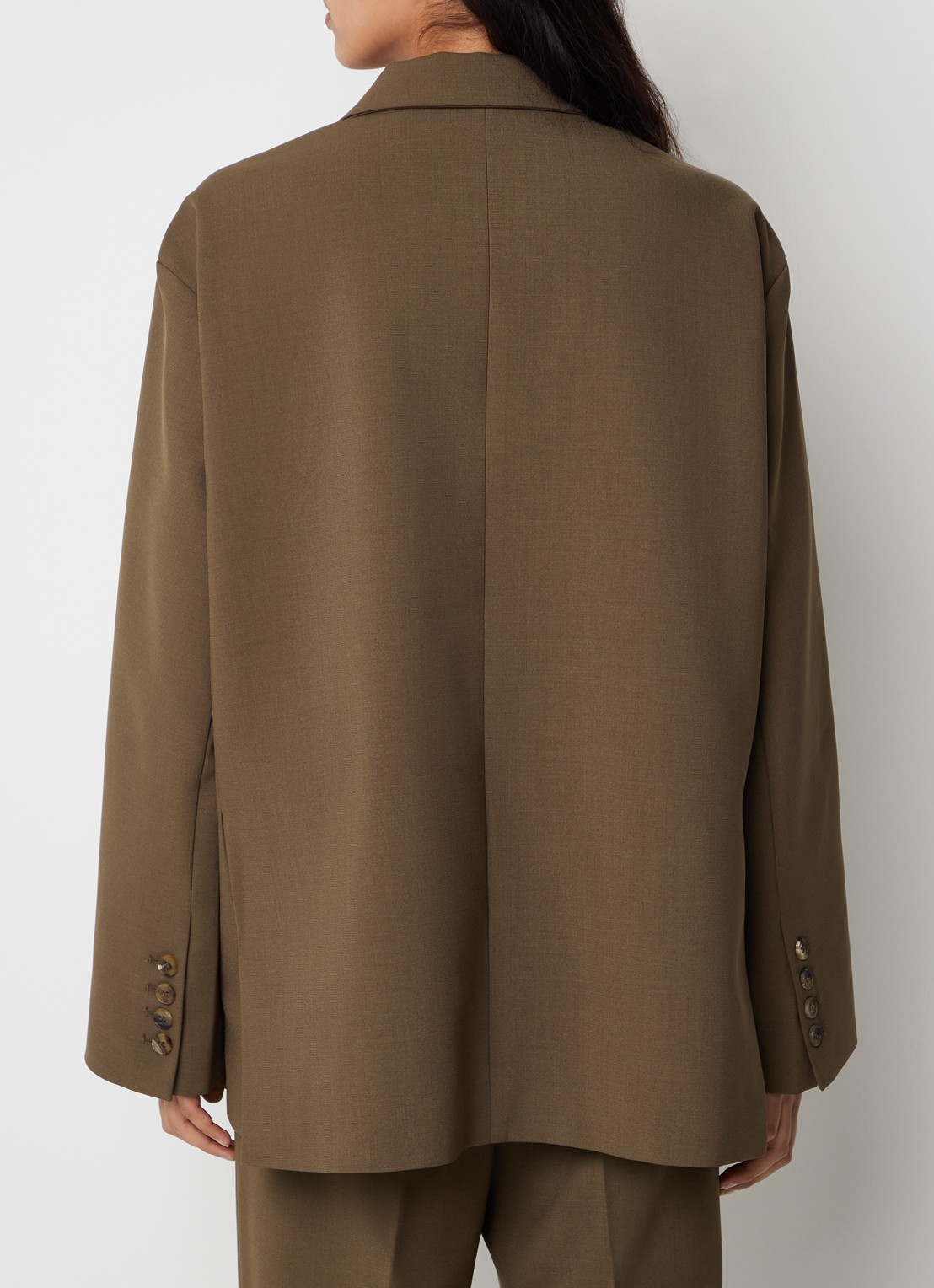 The Frankie Shop Bea oversized blazer met klepzakken - achterkant 4 bruin