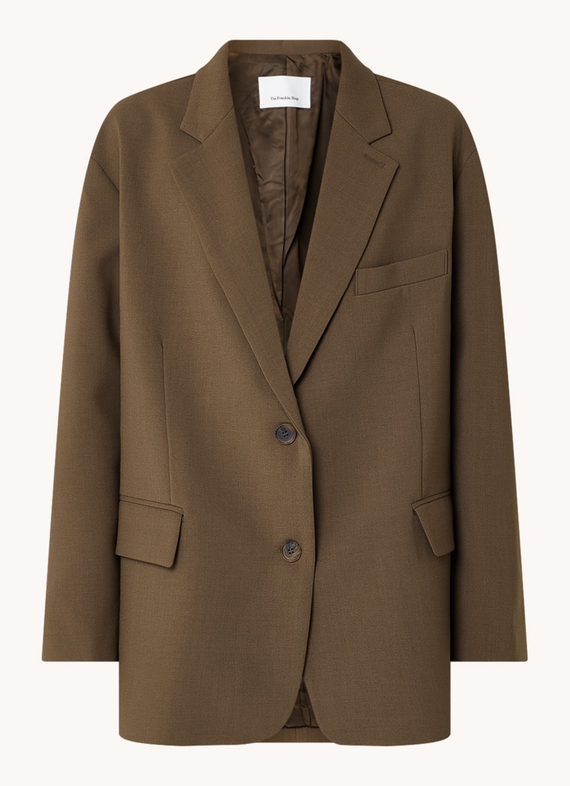 The Frankie Shop Bea oversized blazer met klepzakken - voorkant bruin