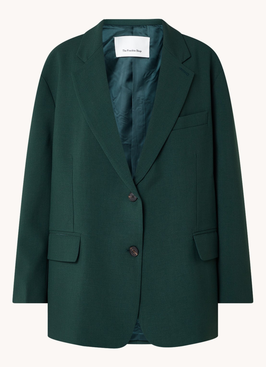 The Frankie Shop Bea oversized blazer met klepzakken - voorkant 3 groen